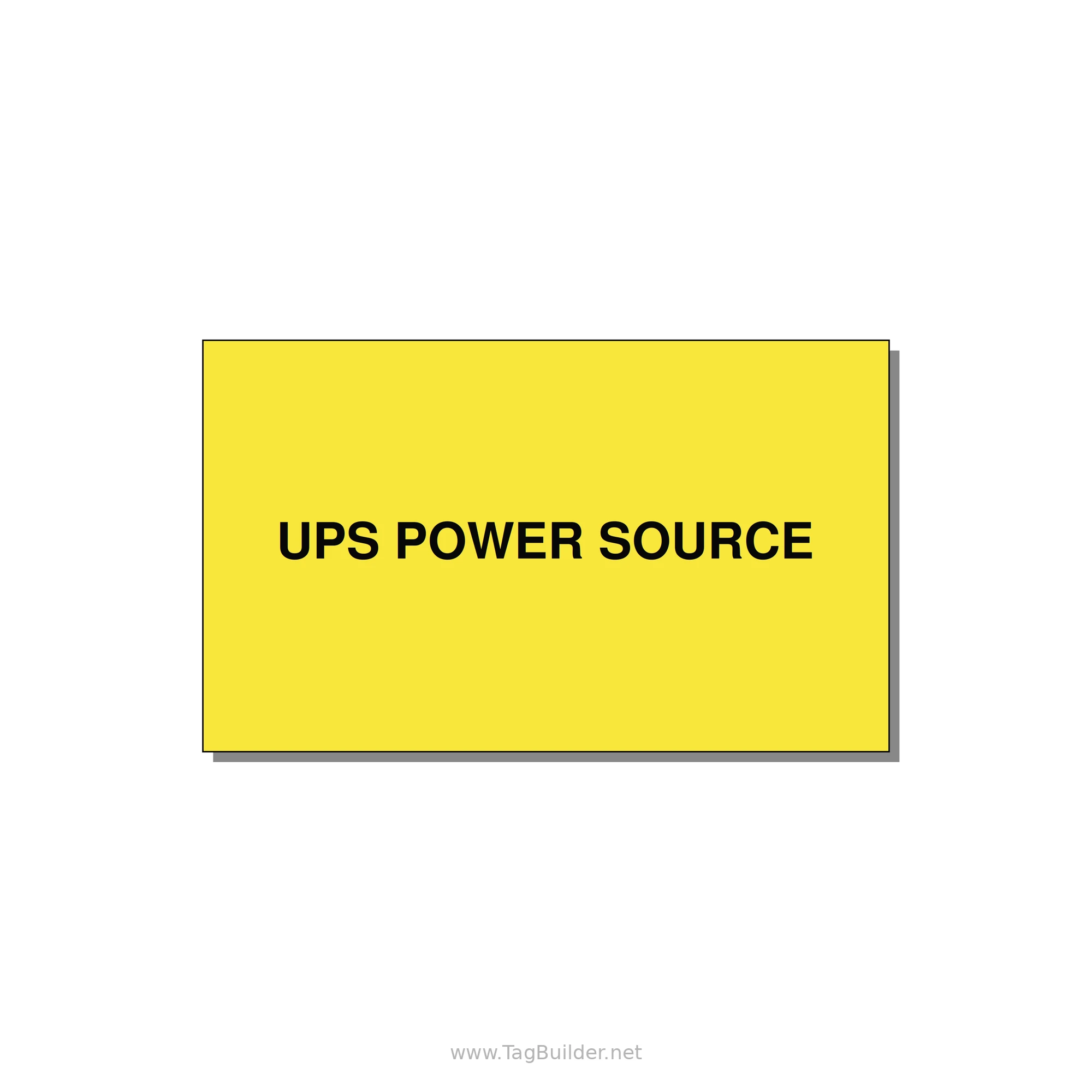 5.0x3.0" Safety Label - UPS POWER SOURCE — 5x3" Black on Yellow, Adhesive
