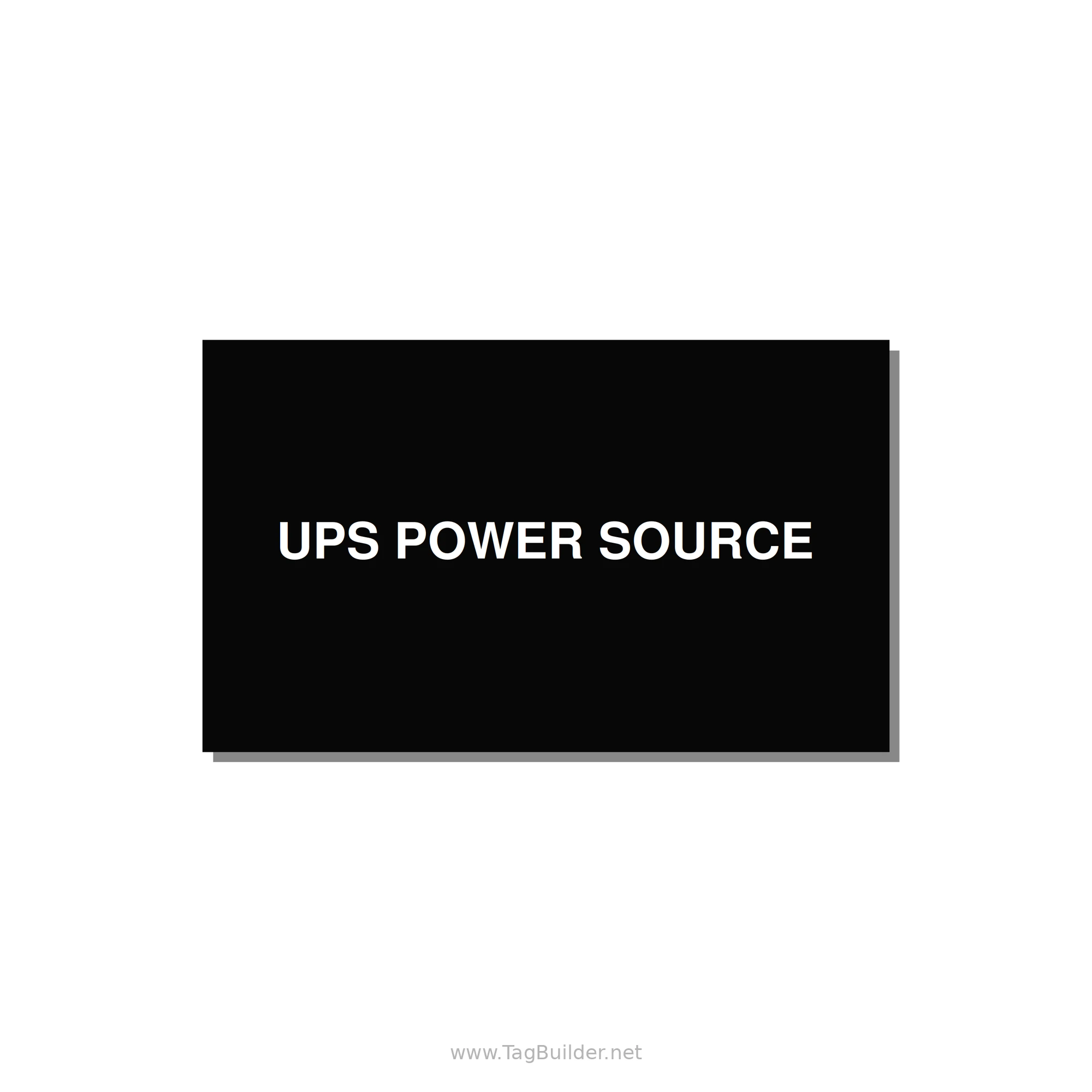 5.0x3.0" Safety Label - UPS POWER SOURCE — 5x3" White on Black, Adhesive