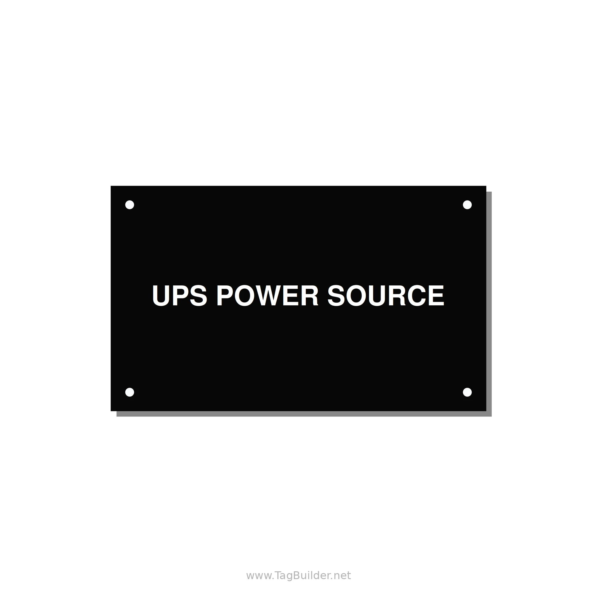 5.0x3.0" Safety Label - UPS POWER SOURCE — 5x3" White on Black, Holes
