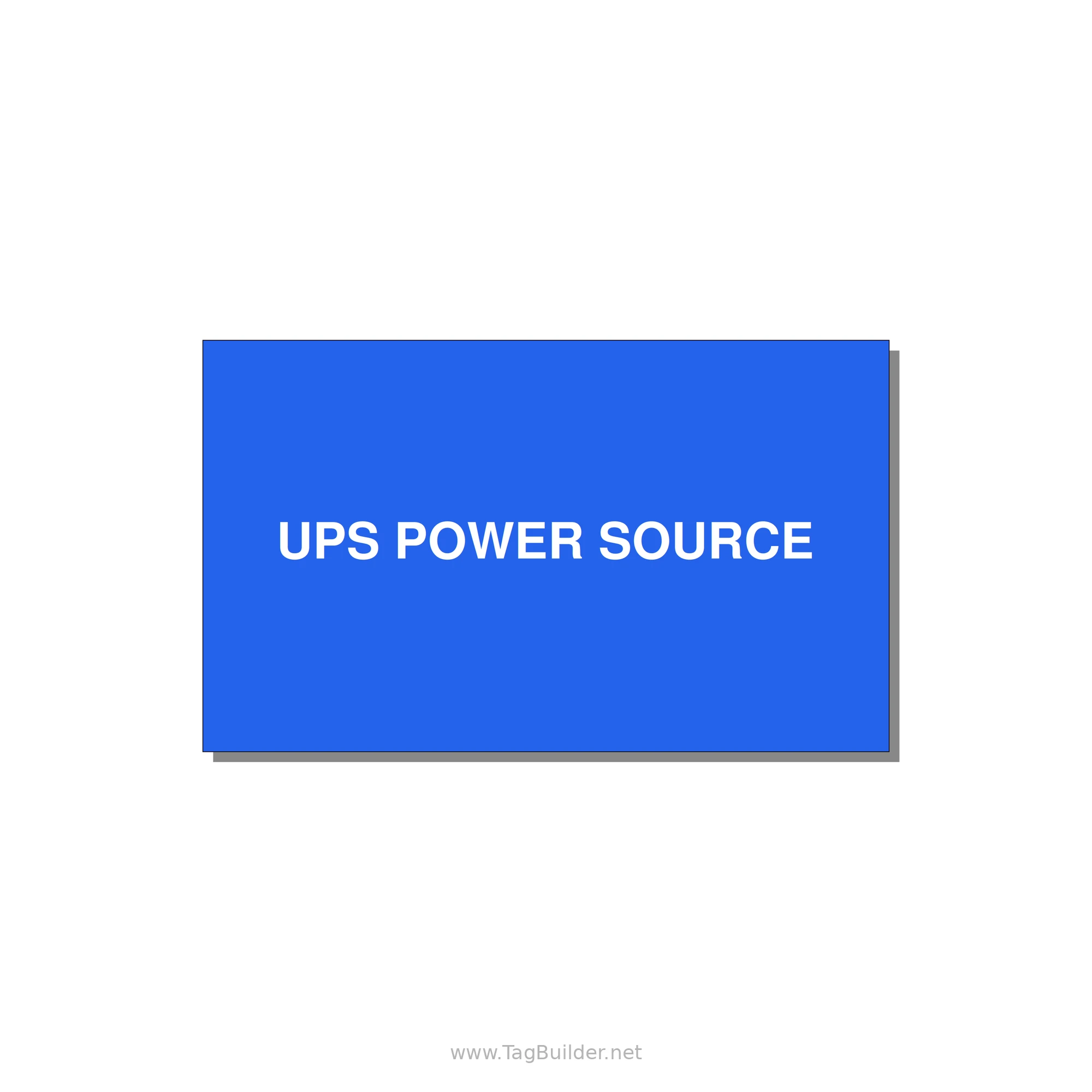 5.0x3.0" Safety Label - UPS POWER SOURCE — 5x3" White on Blue, Adhesive
