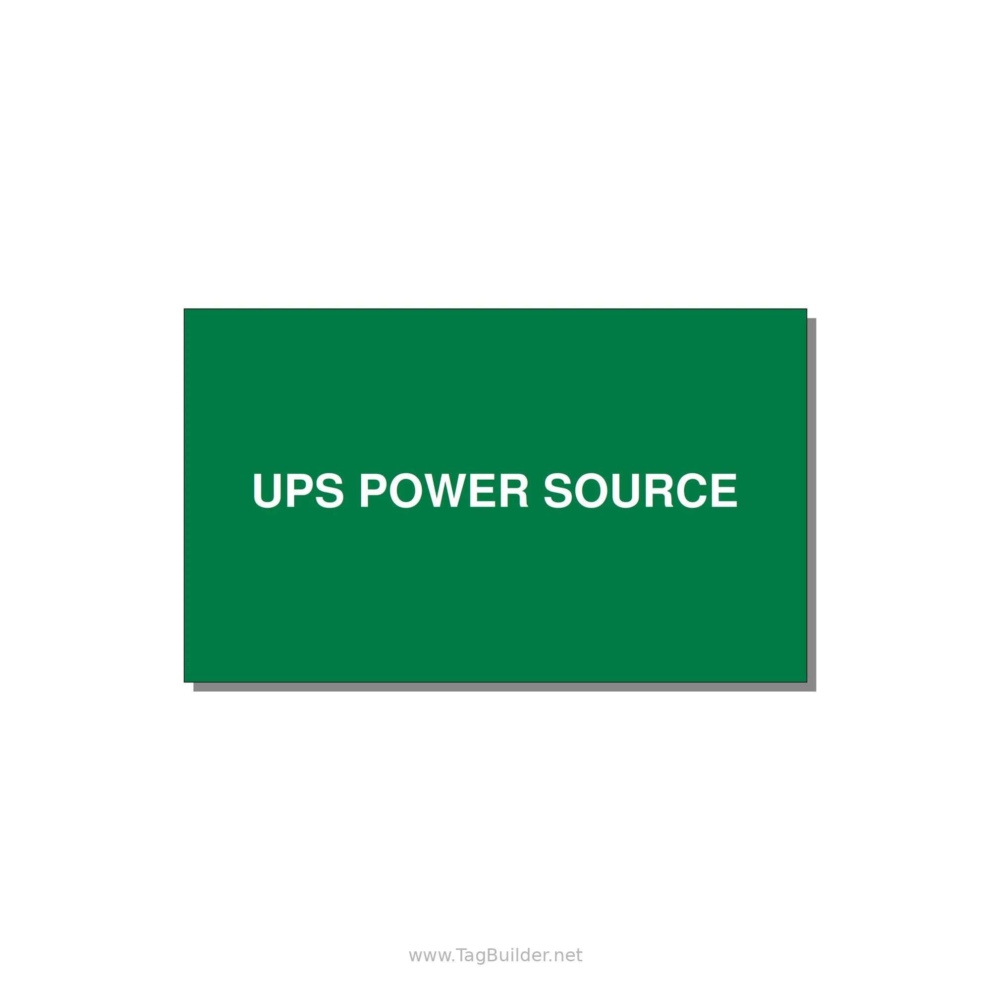 5.0x3.0" Safety Label - UPS POWER SOURCE — 5x3" White on Green, Adhesive