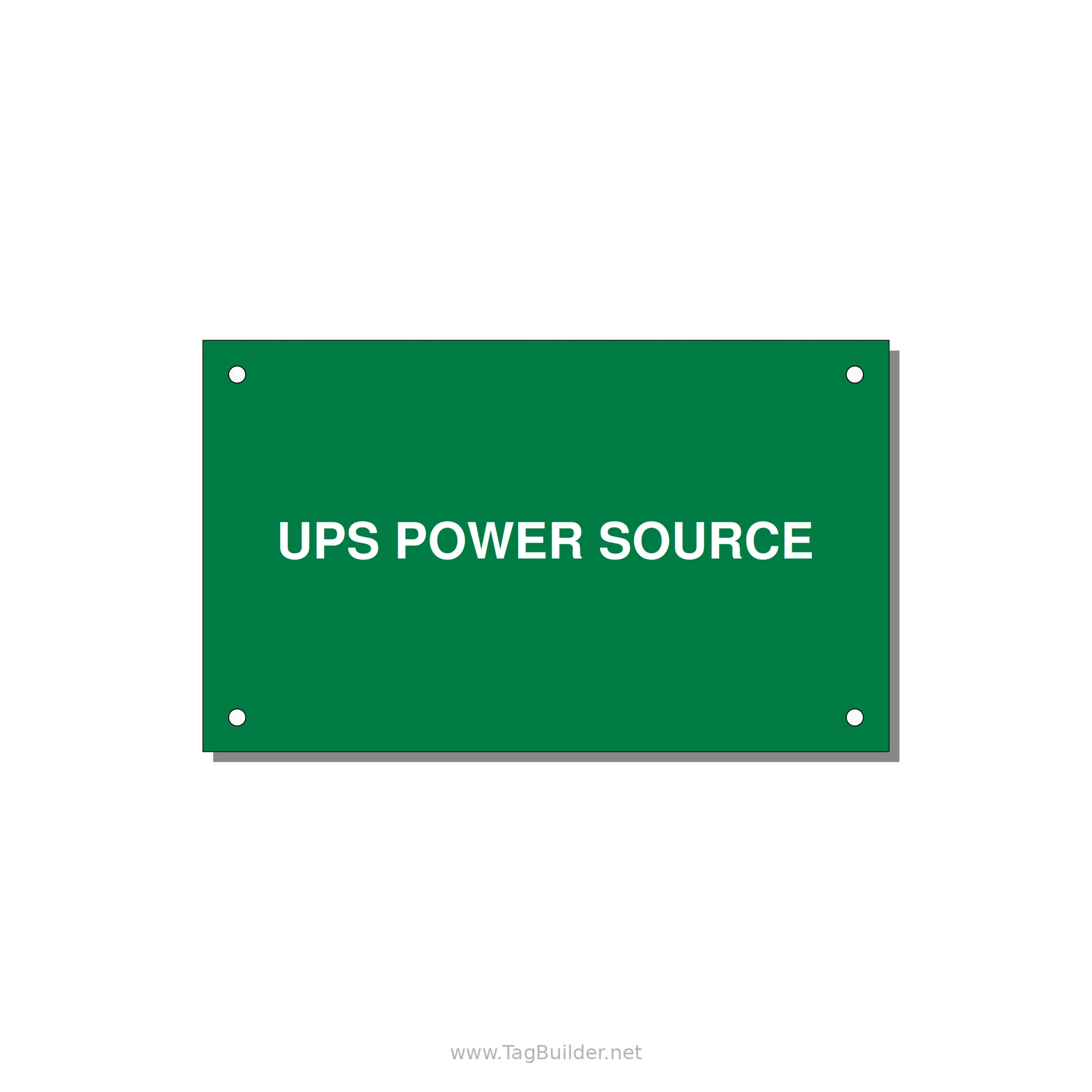 5.0x3.0" Safety Label - UPS POWER SOURCE — 5x3" White on Green, Holes