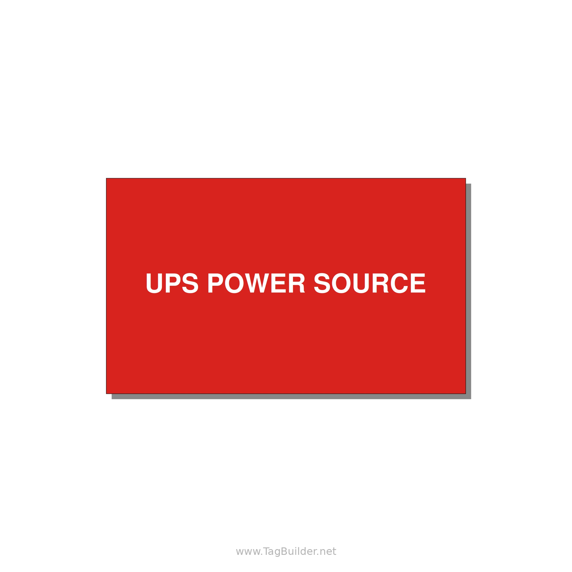 5.0x3.0" Safety Label - UPS POWER SOURCE — 5x3" White on Red, Adhesive