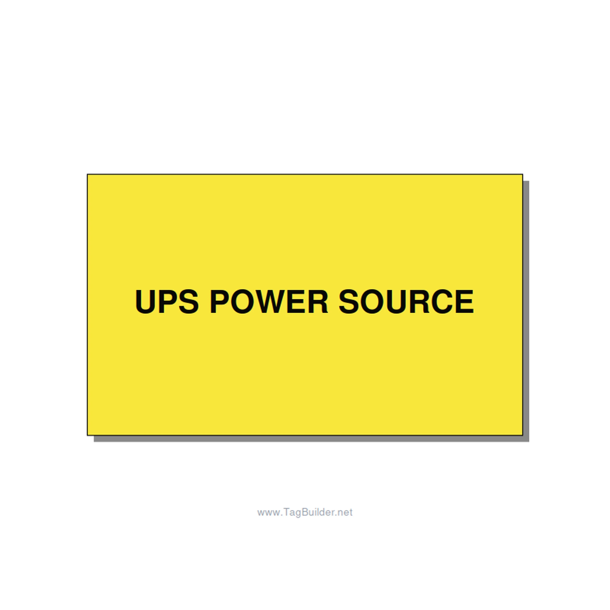 5.0x3.0" Safety Label - UPS POWER SOURCE, Black/Yellow, Adhesive