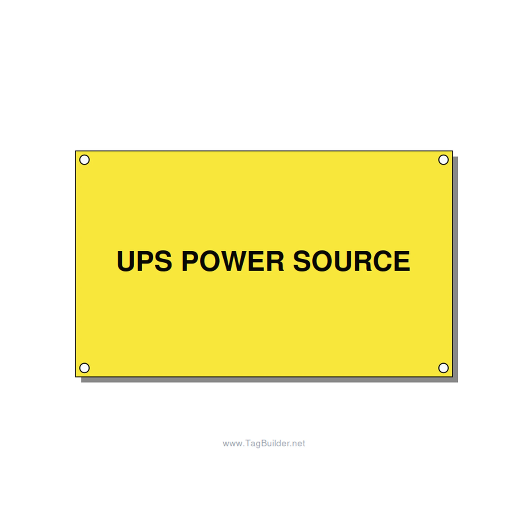 5.0x3.0" Safety Label - UPS POWER SOURCE, Black/Yellow, Holes