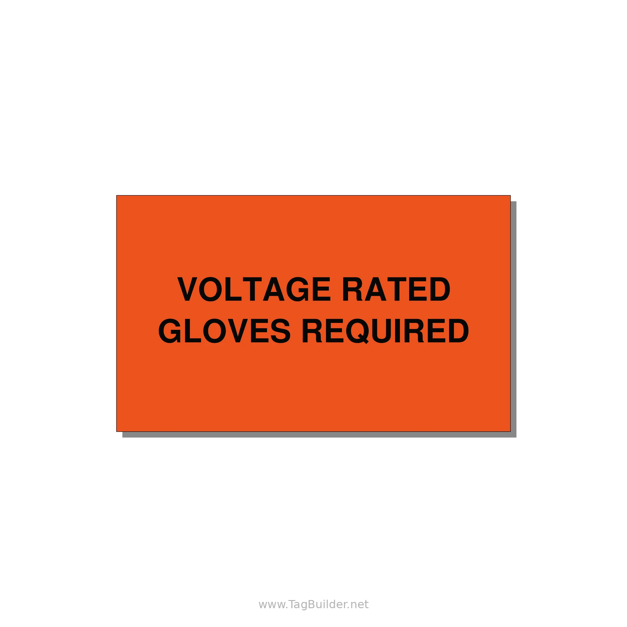 5.0x3.0" Safety Label - VOLTAGE RATED GLOVES REQU — 5x3" Black on Orange, Adhesive