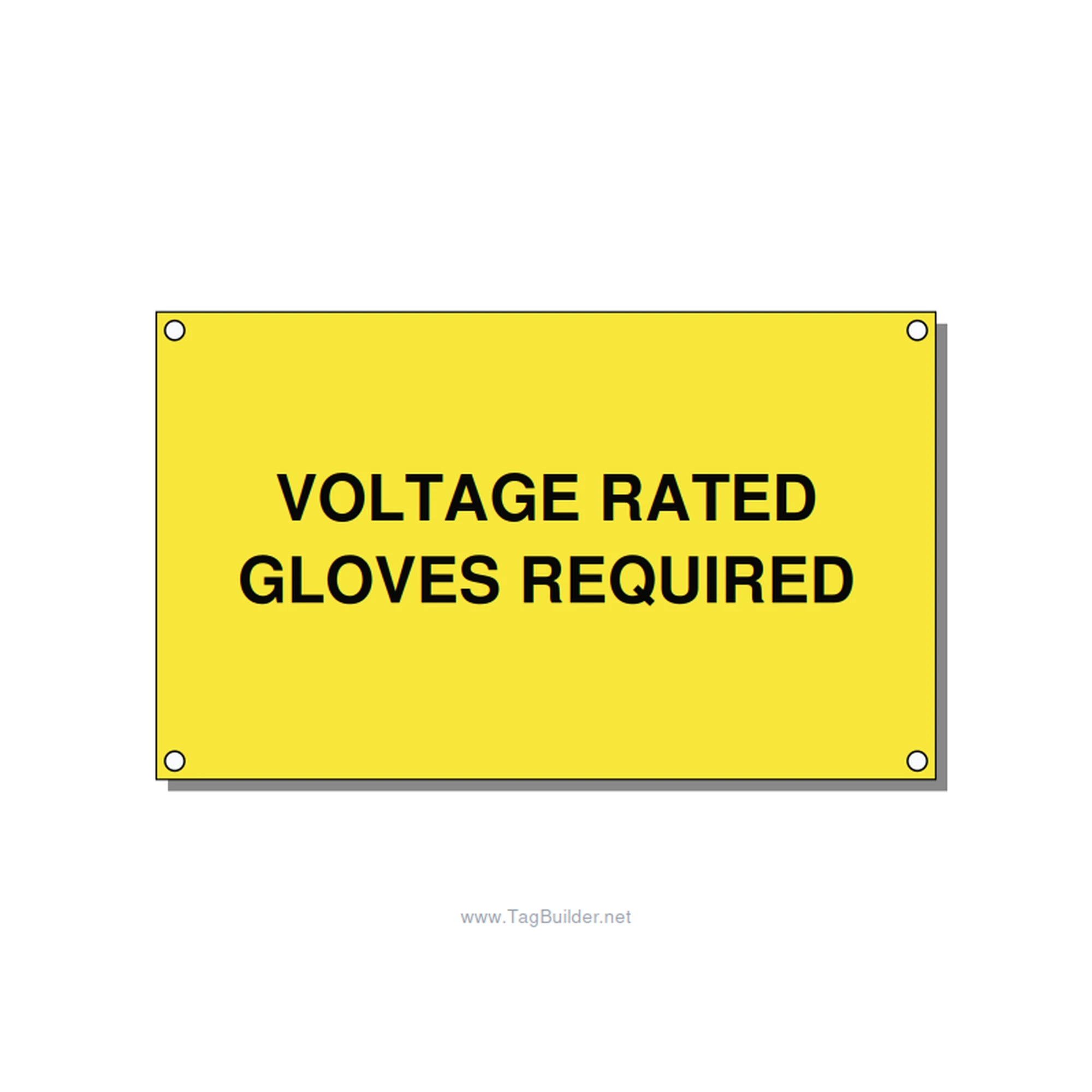 5.0x3.0" Safety Label - VOLTAGE RATED GLOVES REQU, Black/Yellow, Holes