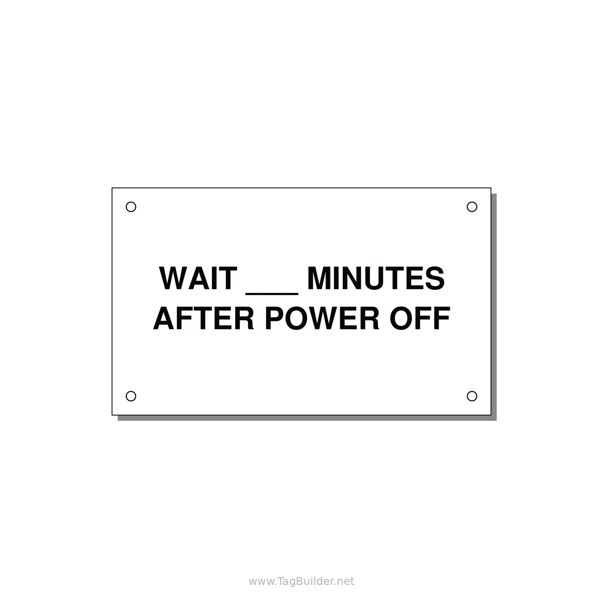 5.0x3.0" Safety Label - WAIT ___ MINUTES AFTER PO — 5x3" Black on White, Holes