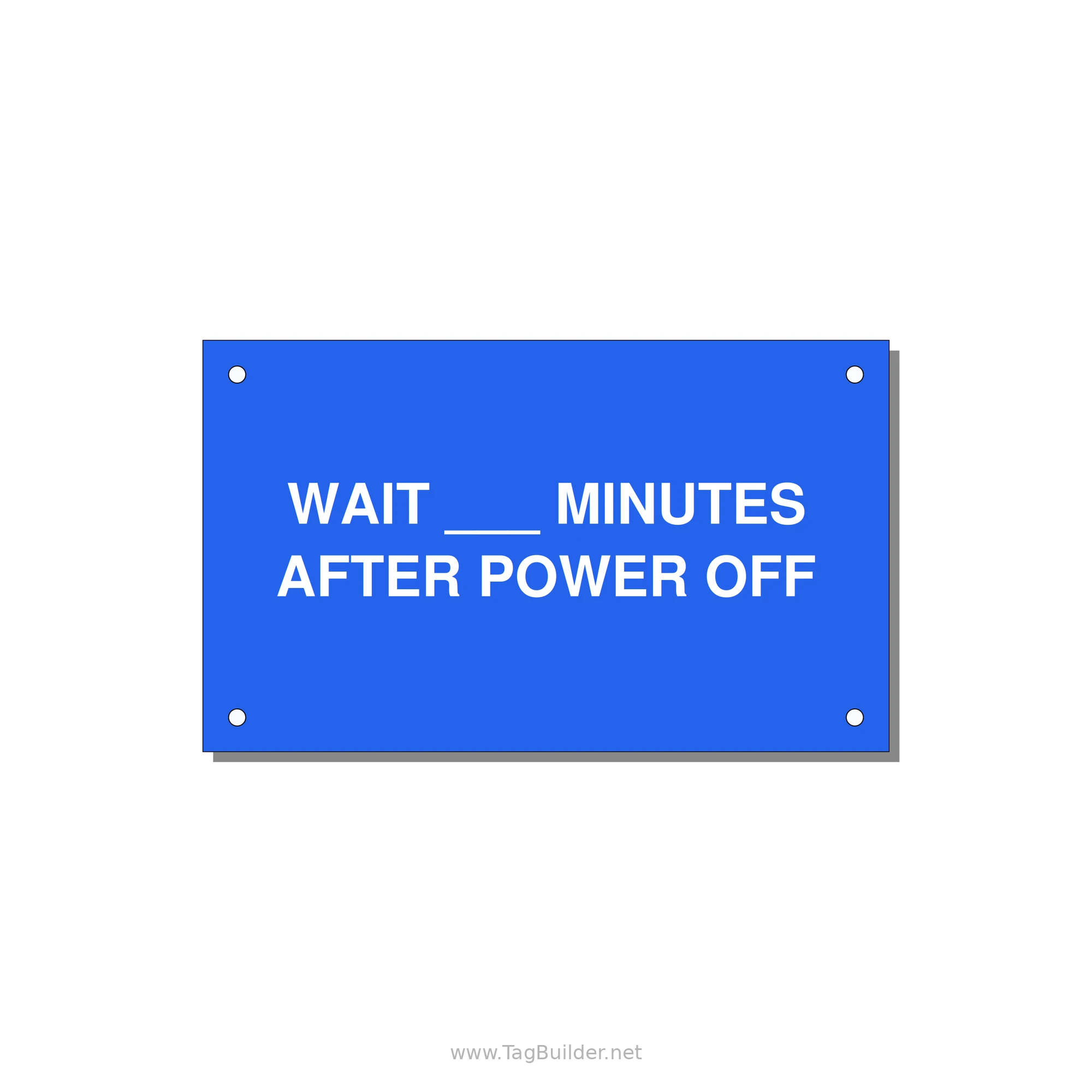 5.0x3.0" Safety Label - WAIT ___ MINUTES AFTER PO — 5x3" White on Blue, Holes
