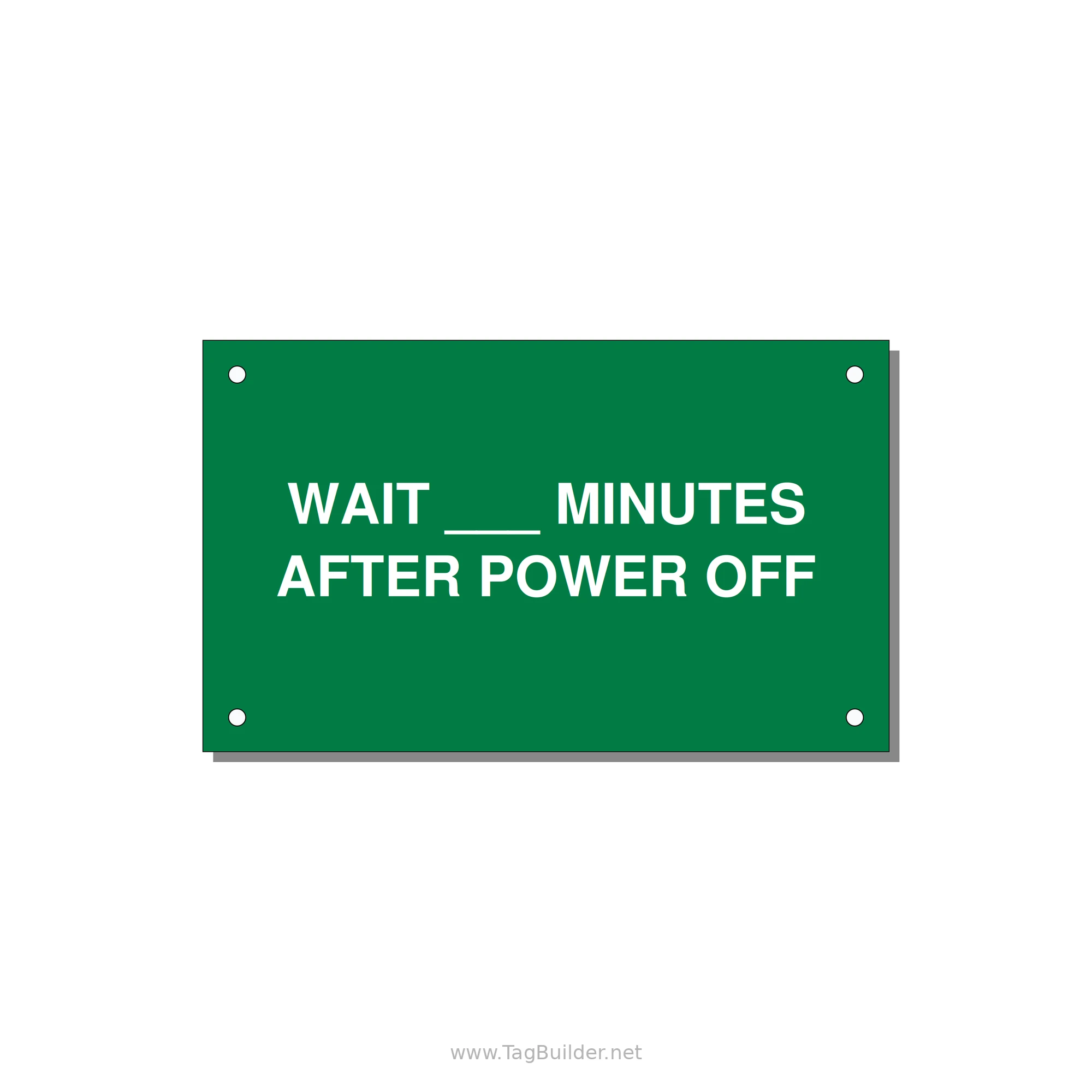 5.0x3.0" Safety Label - WAIT ___ MINUTES AFTER PO — 5x3" White on Green, Holes