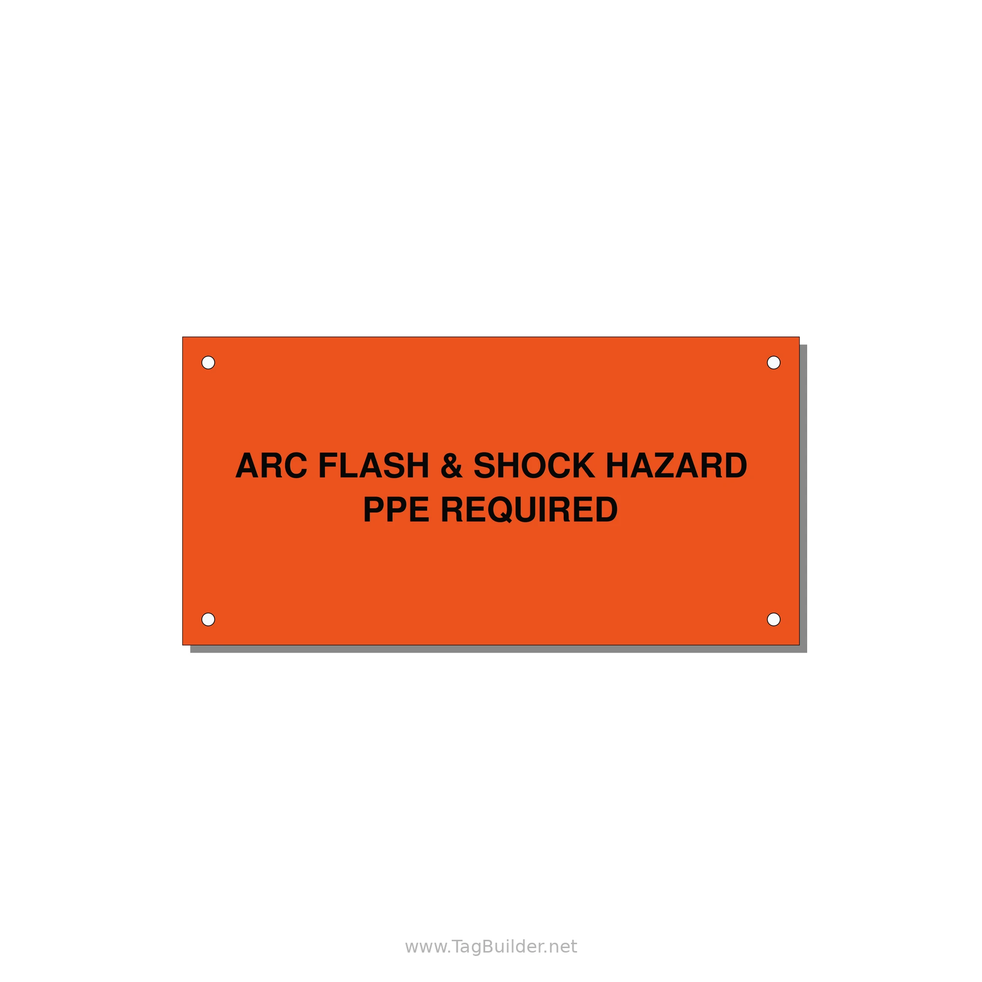 6.0x3.0" Arc Flash Safety Label - ARC FLASH & SHOCK HAZARD — 6x3" Black on Orange, Holes