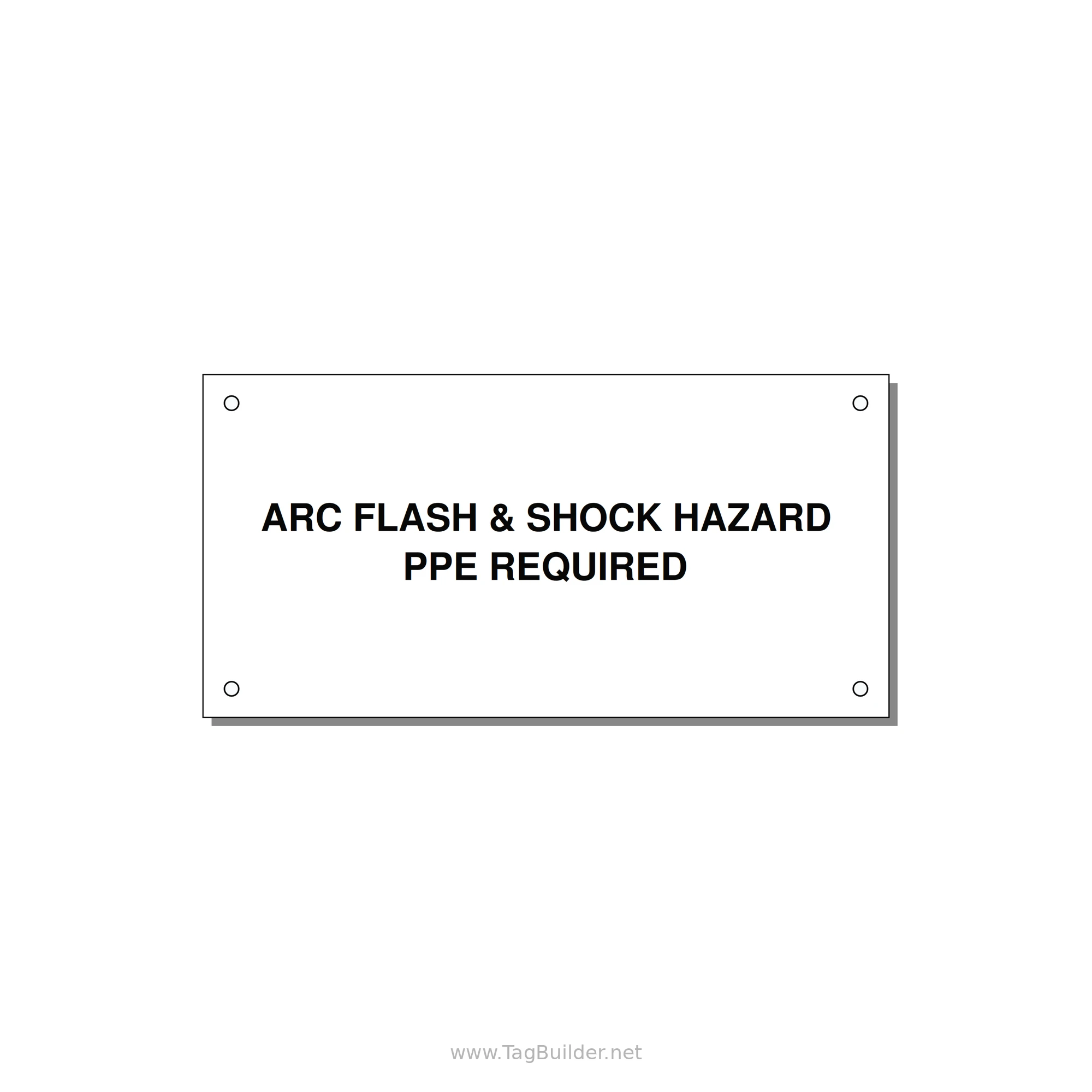 6.0x3.0" Arc Flash Safety Label - ARC FLASH & SHOCK HAZARD — 6x3" Black on White, Holes