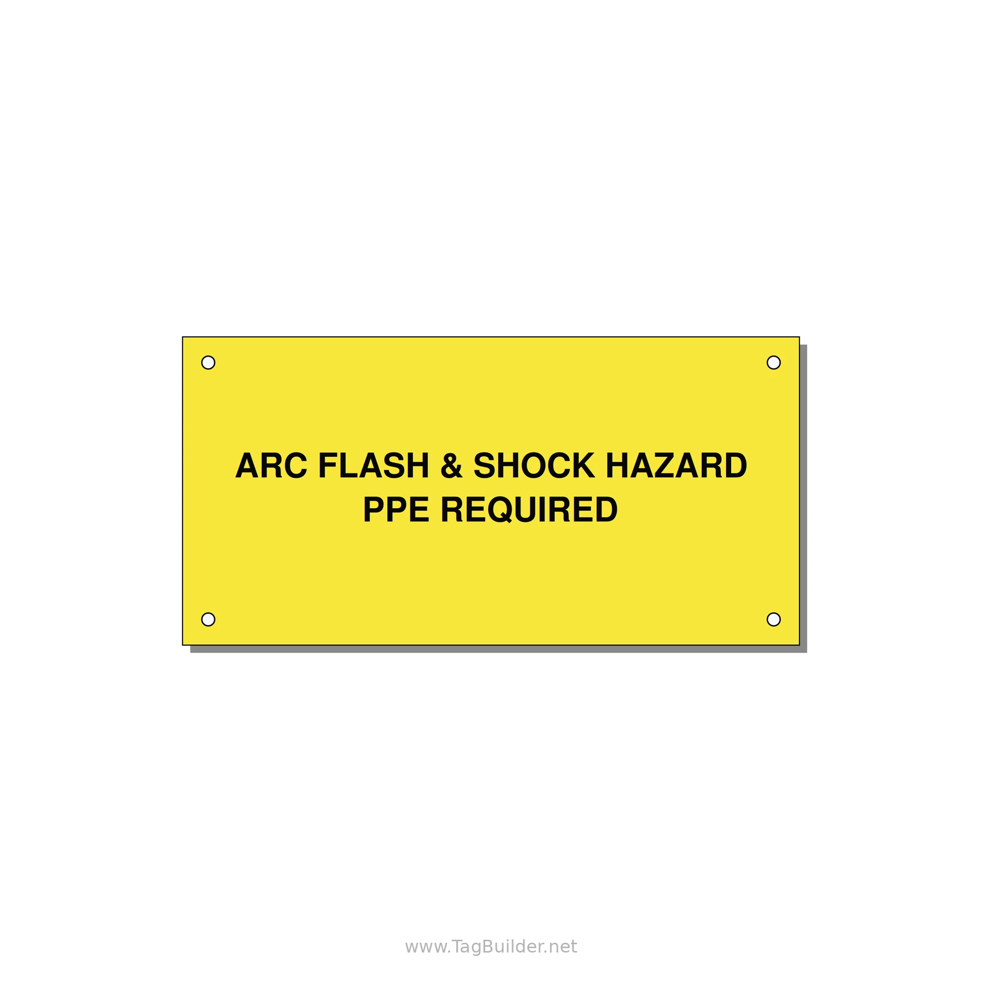 6.0x3.0" Arc Flash Safety Label - ARC FLASH & SHOCK HAZARD — 6x3" Black on Yellow, Holes