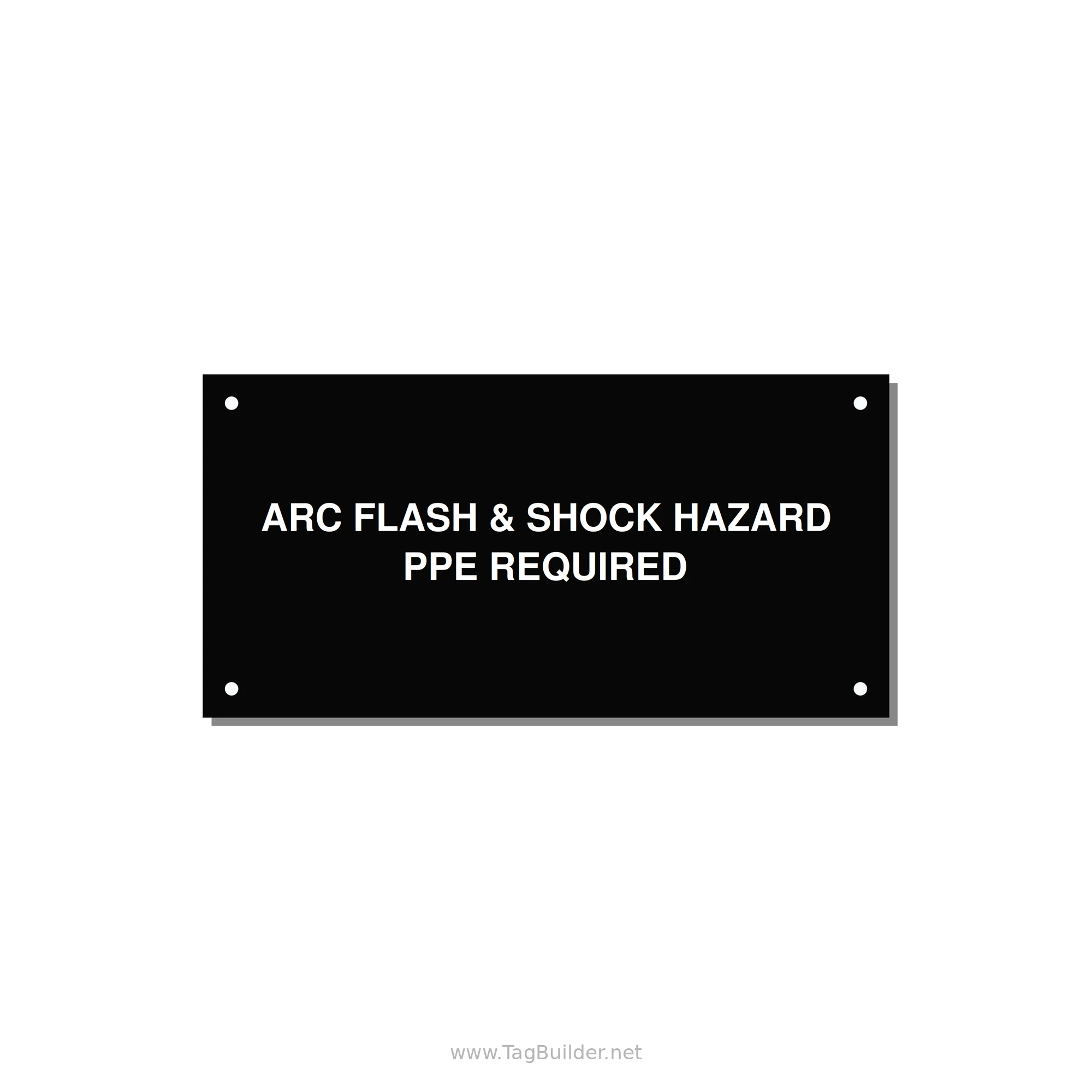 6.0x3.0" Arc Flash Safety Label - ARC FLASH & SHOCK HAZARD — 6x3" White on Black, Holes