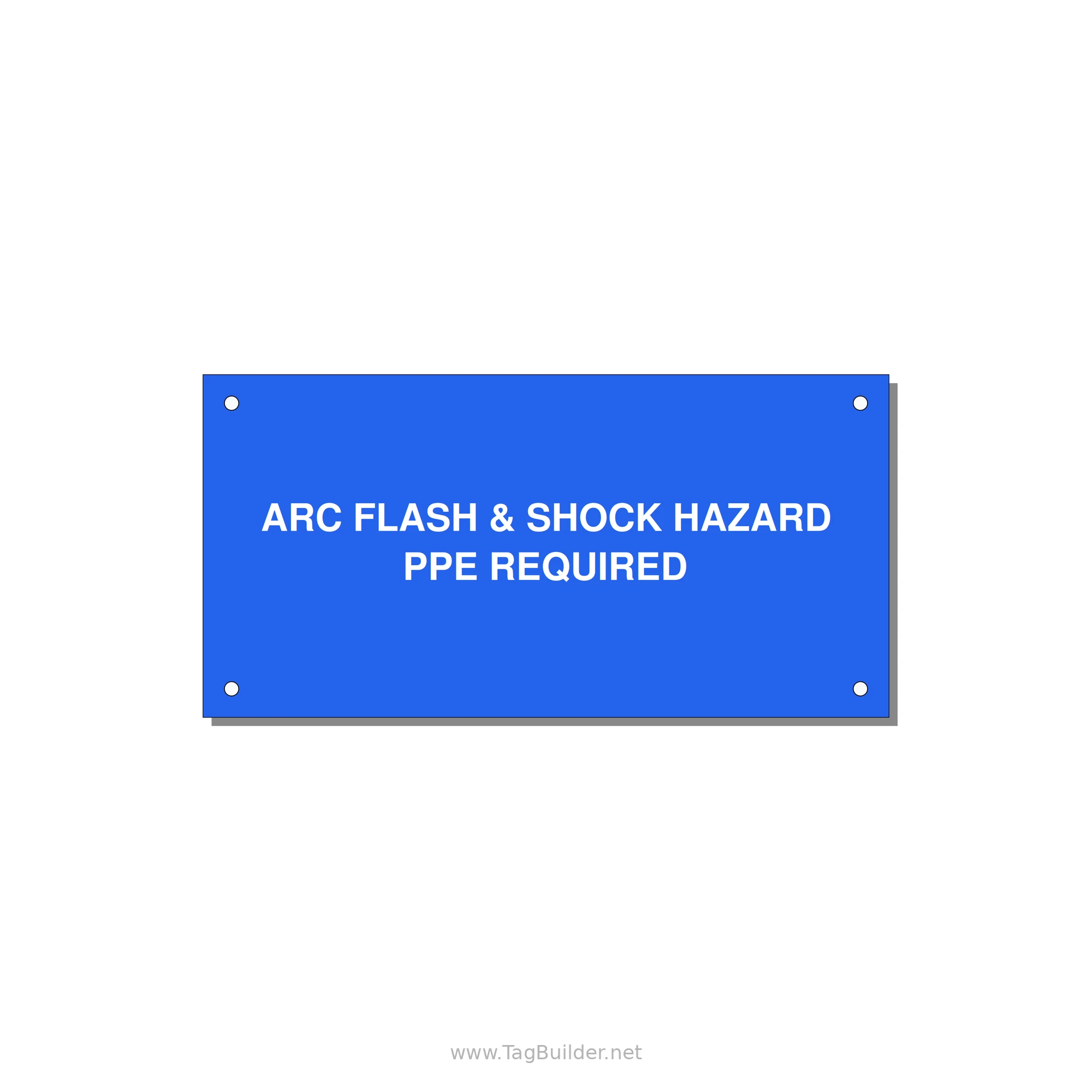 6.0x3.0" Arc Flash Safety Label - ARC FLASH & SHOCK HAZARD — 6x3" White on Blue, Holes