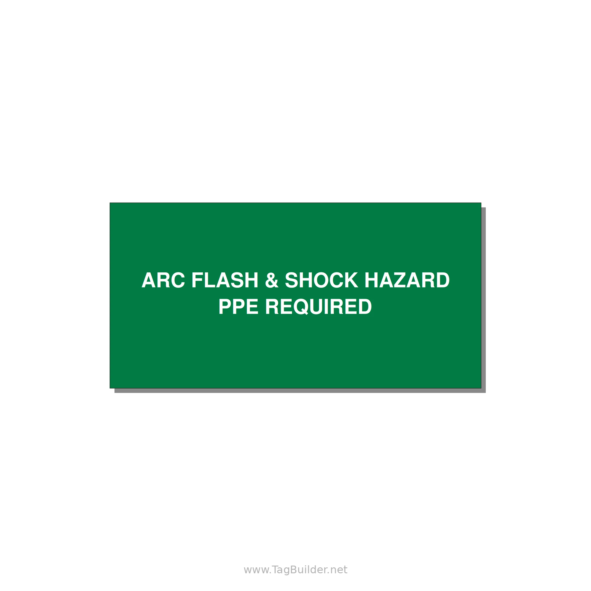 6.0x3.0" Arc Flash Safety Label - ARC FLASH & SHOCK HAZARD — 6x3" White on Green, Adhesive