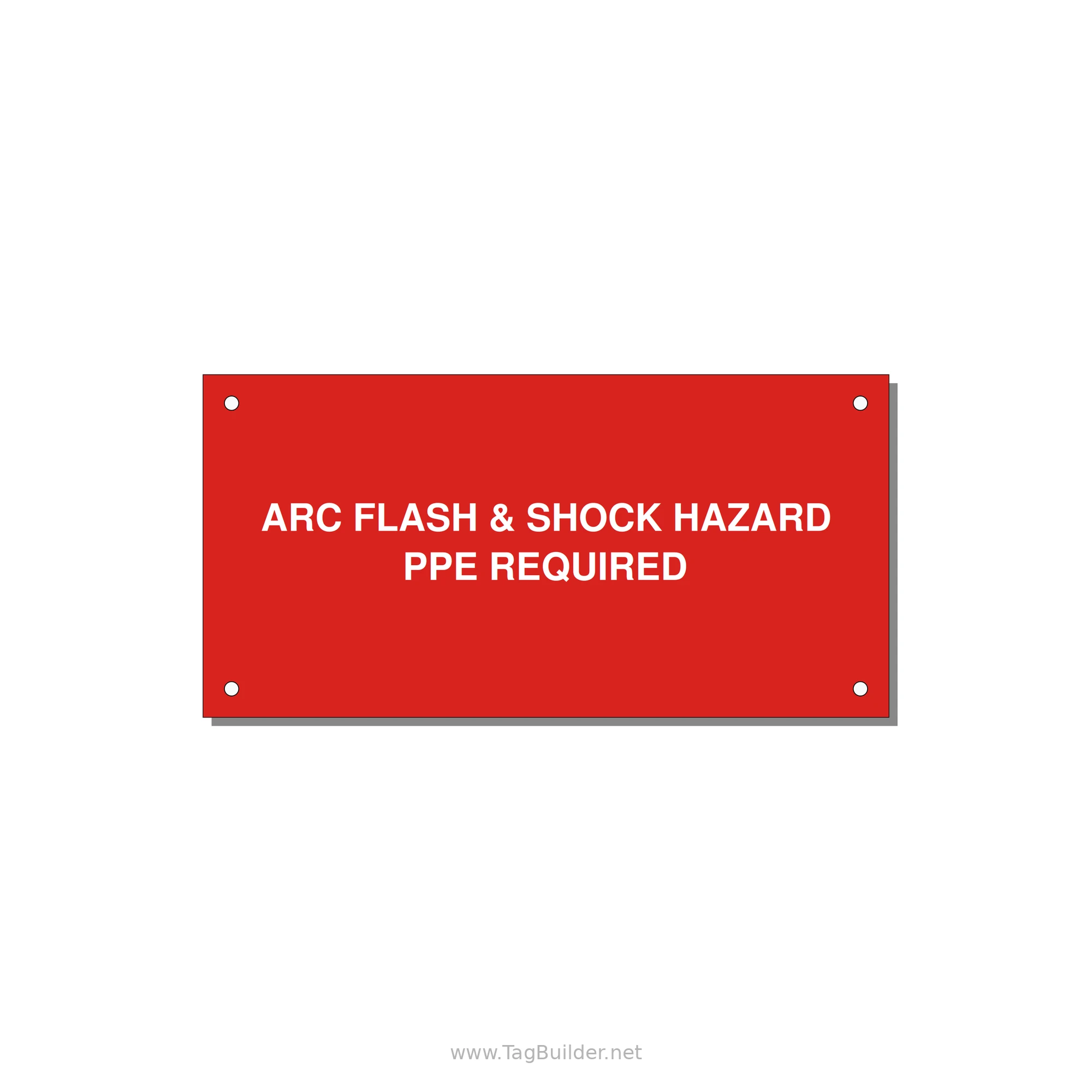 6.0x3.0" Arc Flash Safety Label - ARC FLASH & SHOCK HAZARD — 6x3" White on Red, Holes