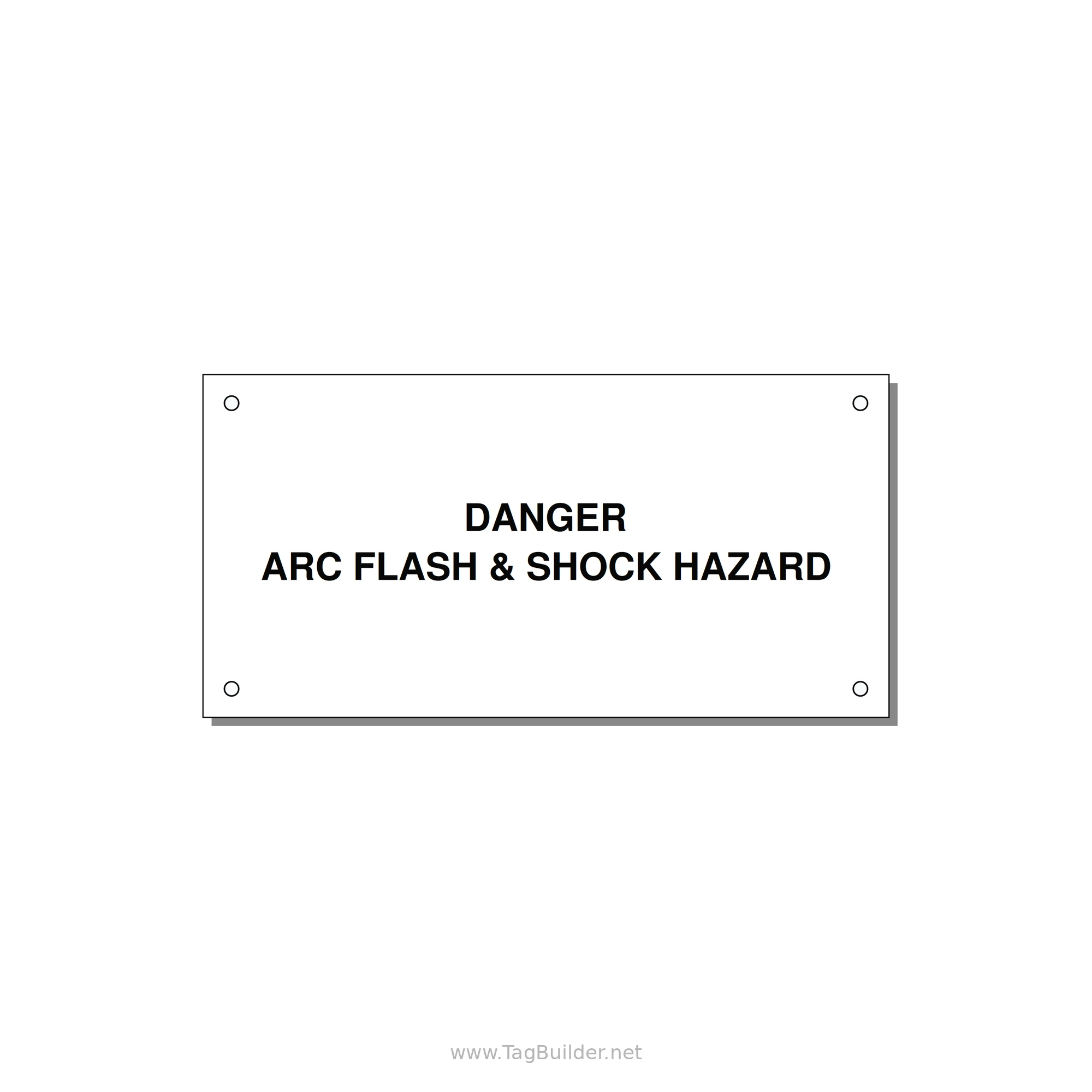 6.0x3.0" Arc Flash Safety Label - DANGER ARC FLASH & SHOCK — 6x3" Black on White, Holes