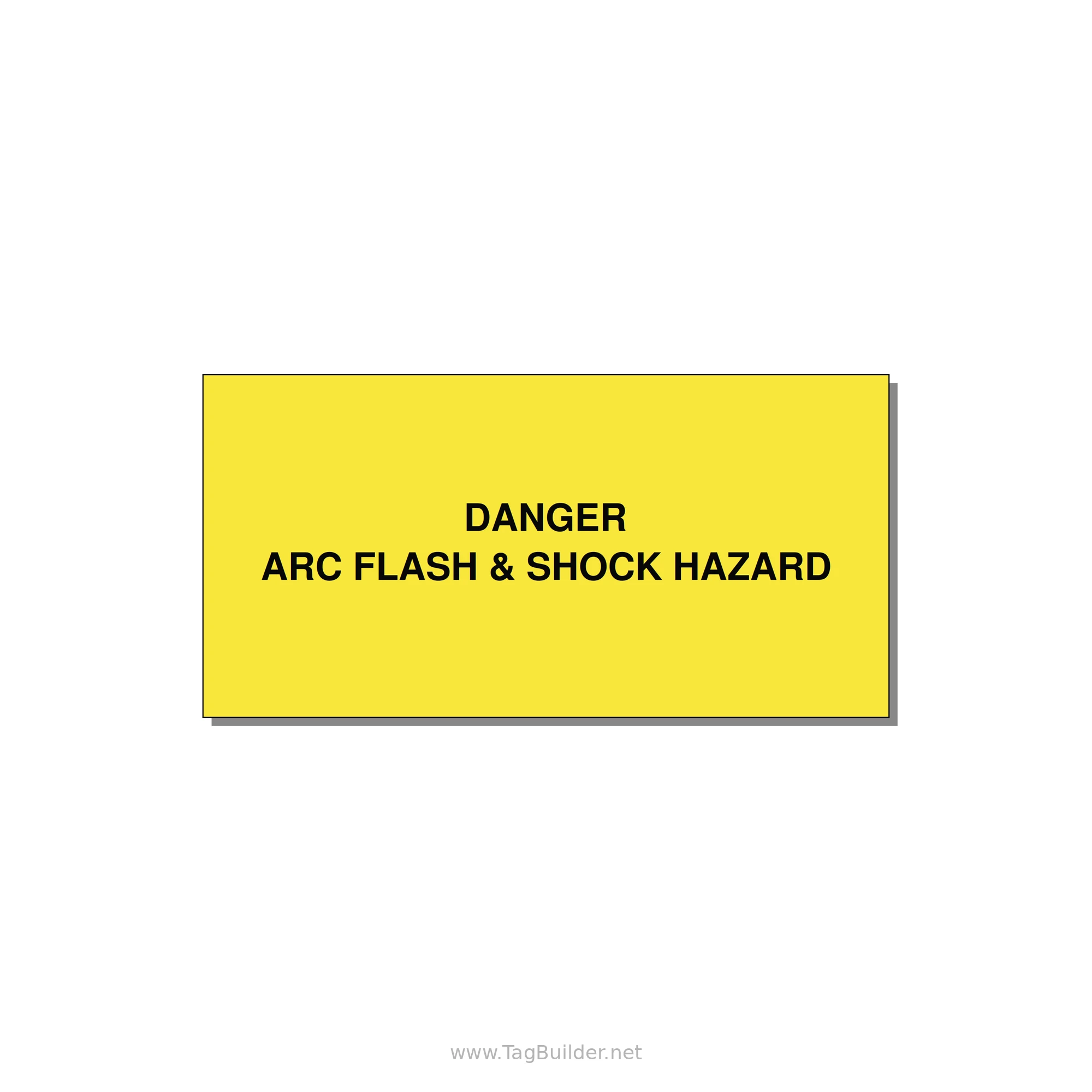 6.0x3.0" Arc Flash Safety Label - DANGER ARC FLASH & SHOCK — 6x3" Black on Yellow, Adhesive