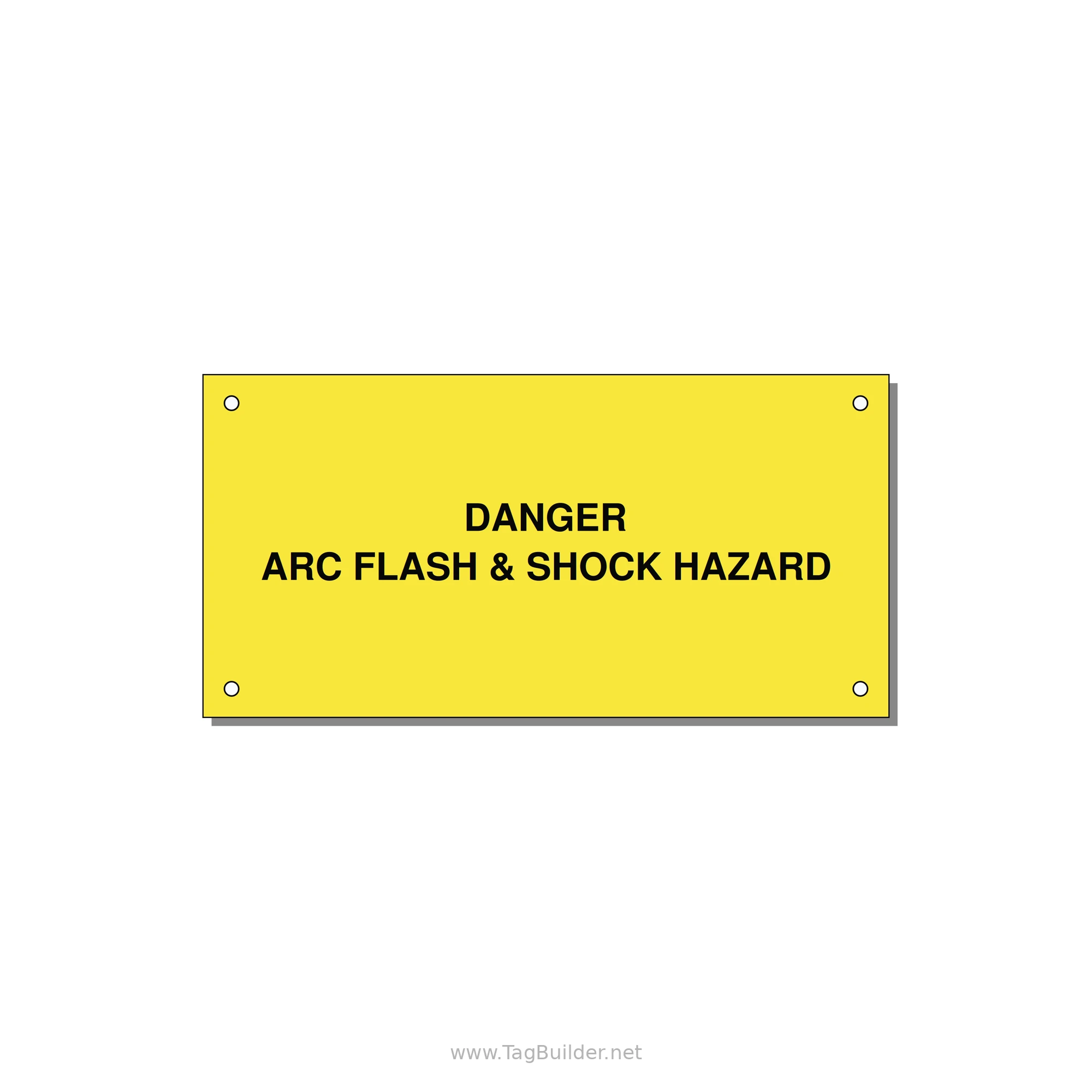 6.0x3.0" Arc Flash Safety Label - DANGER ARC FLASH & SHOCK — 6x3" Black on Yellow, Holes