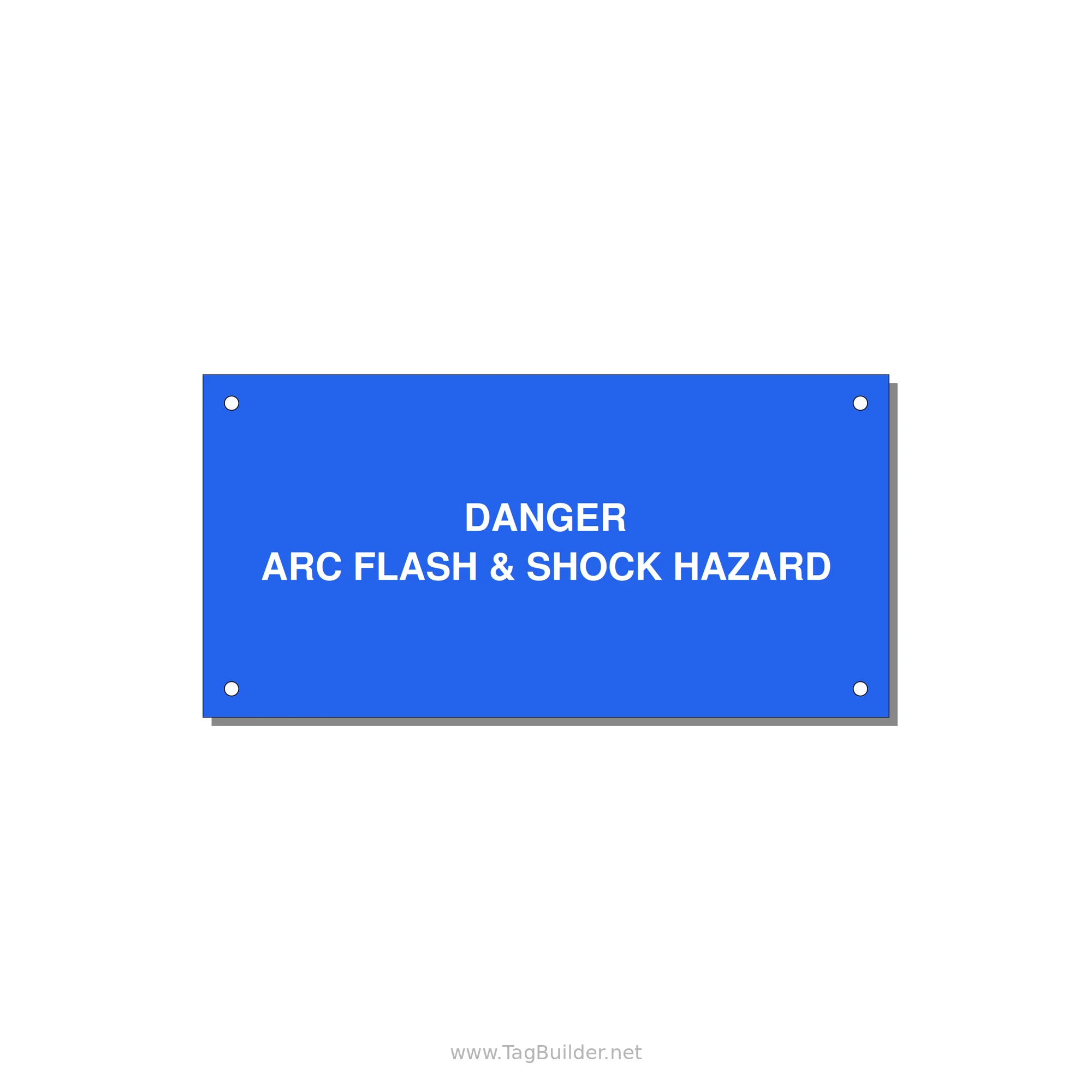 6.0x3.0" Arc Flash Safety Label - DANGER ARC FLASH & SHOCK — 6x3" White on Blue, Holes