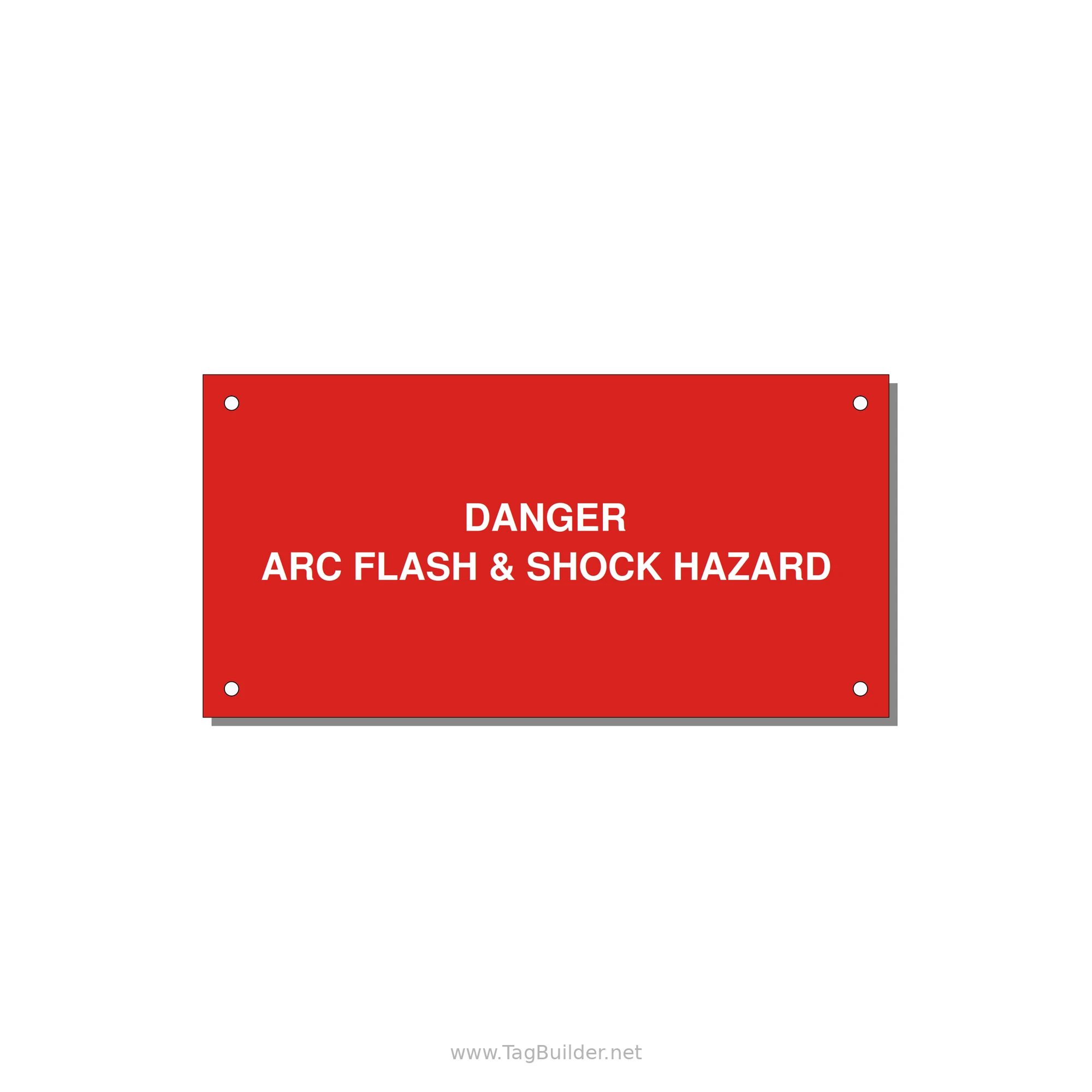 6.0x3.0" Arc Flash Safety Label - DANGER ARC FLASH & SHOCK — 6x3" White on Red, Holes