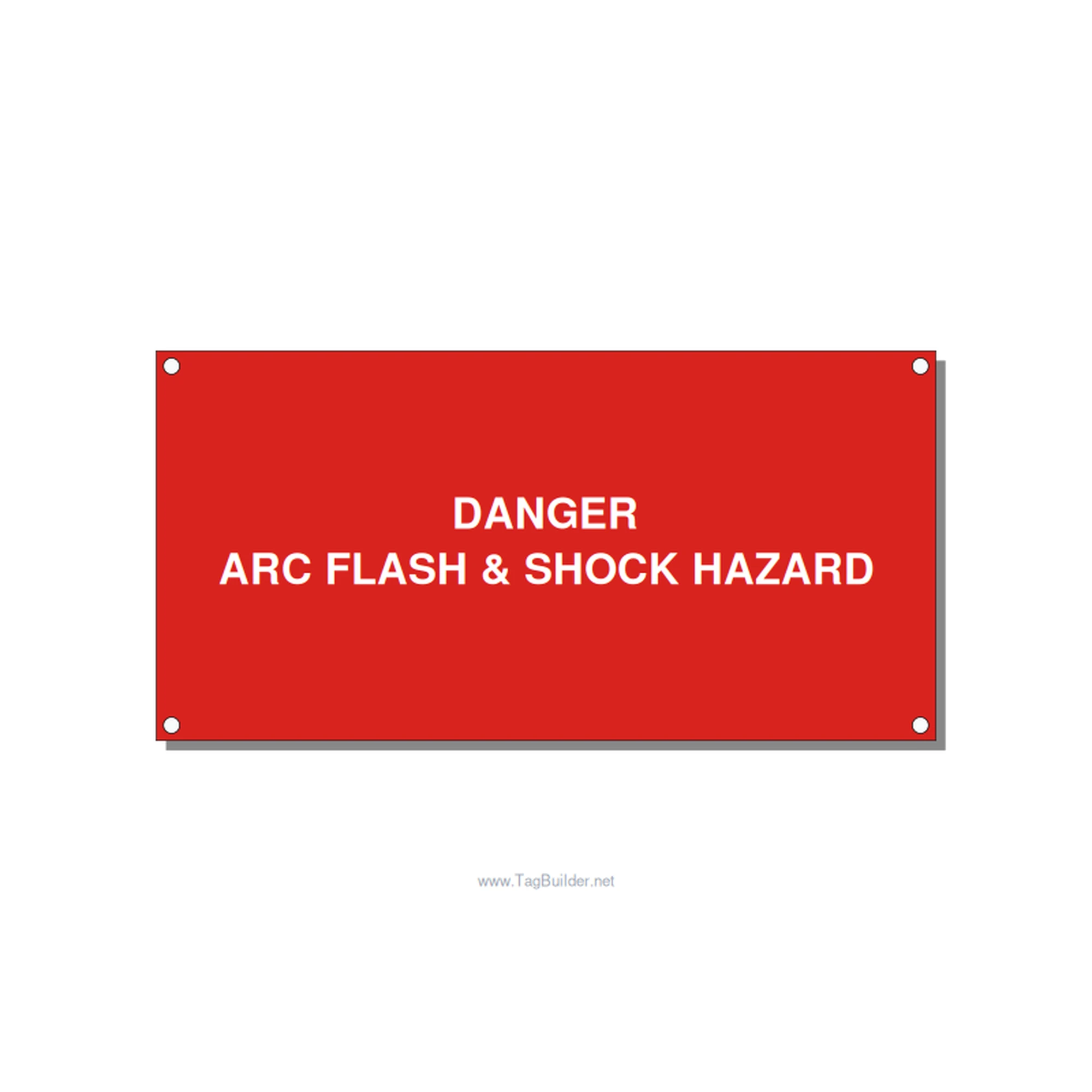 6.0x3.0" Arc Flash Safety Label - DANGER ARC FLASH & SHOCK , White/Red, Holes