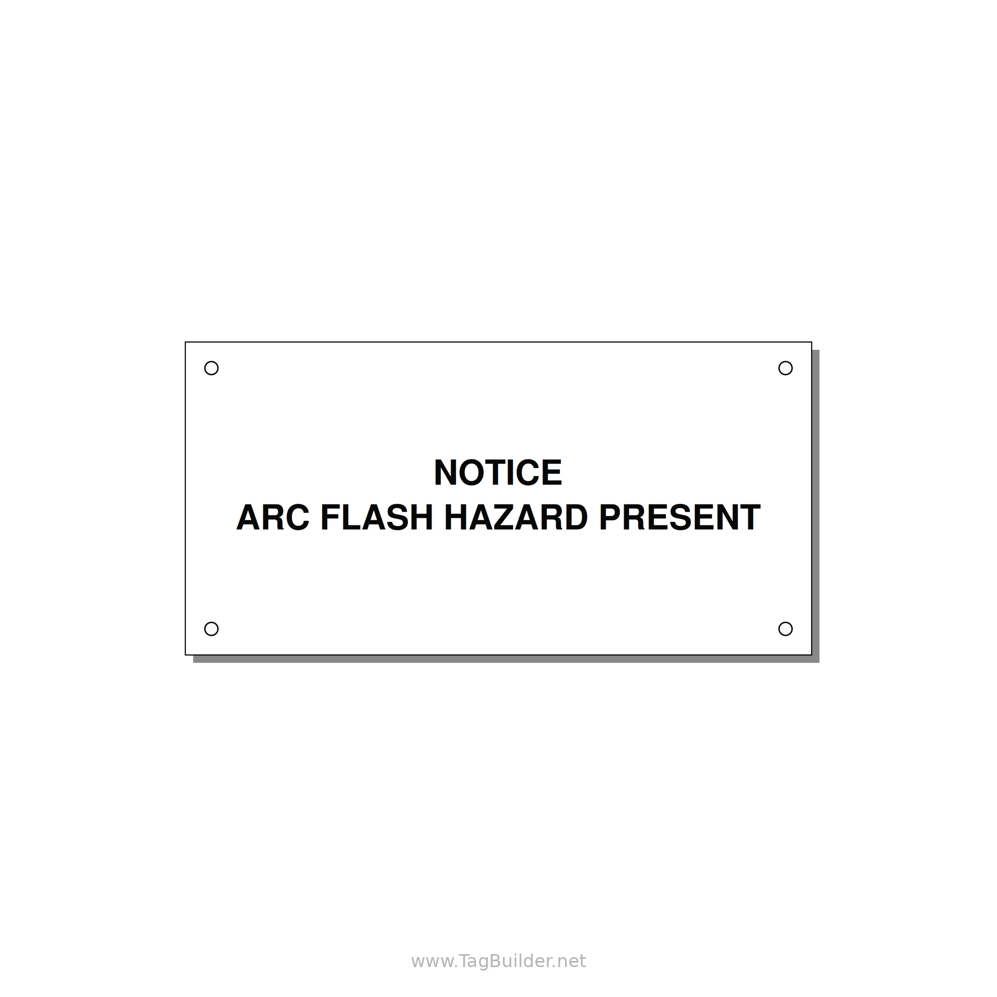 6.0x3.0" Arc Flash Safety Label - NOTICE ARC FLASH HAZARD P — 6x3" Black on White, Holes