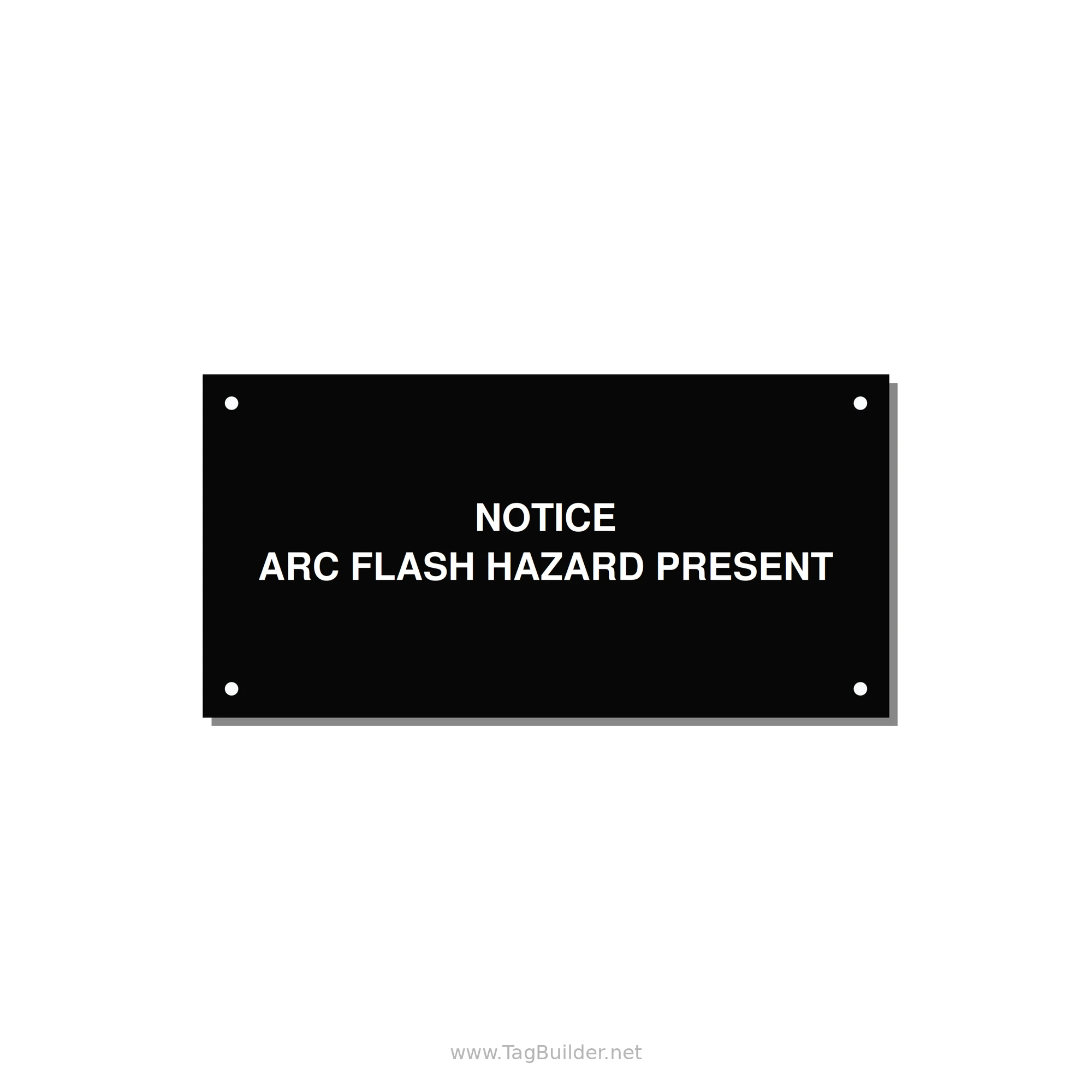 6.0x3.0" Arc Flash Safety Label - NOTICE ARC FLASH HAZARD P — 6x3" White on Black, Holes