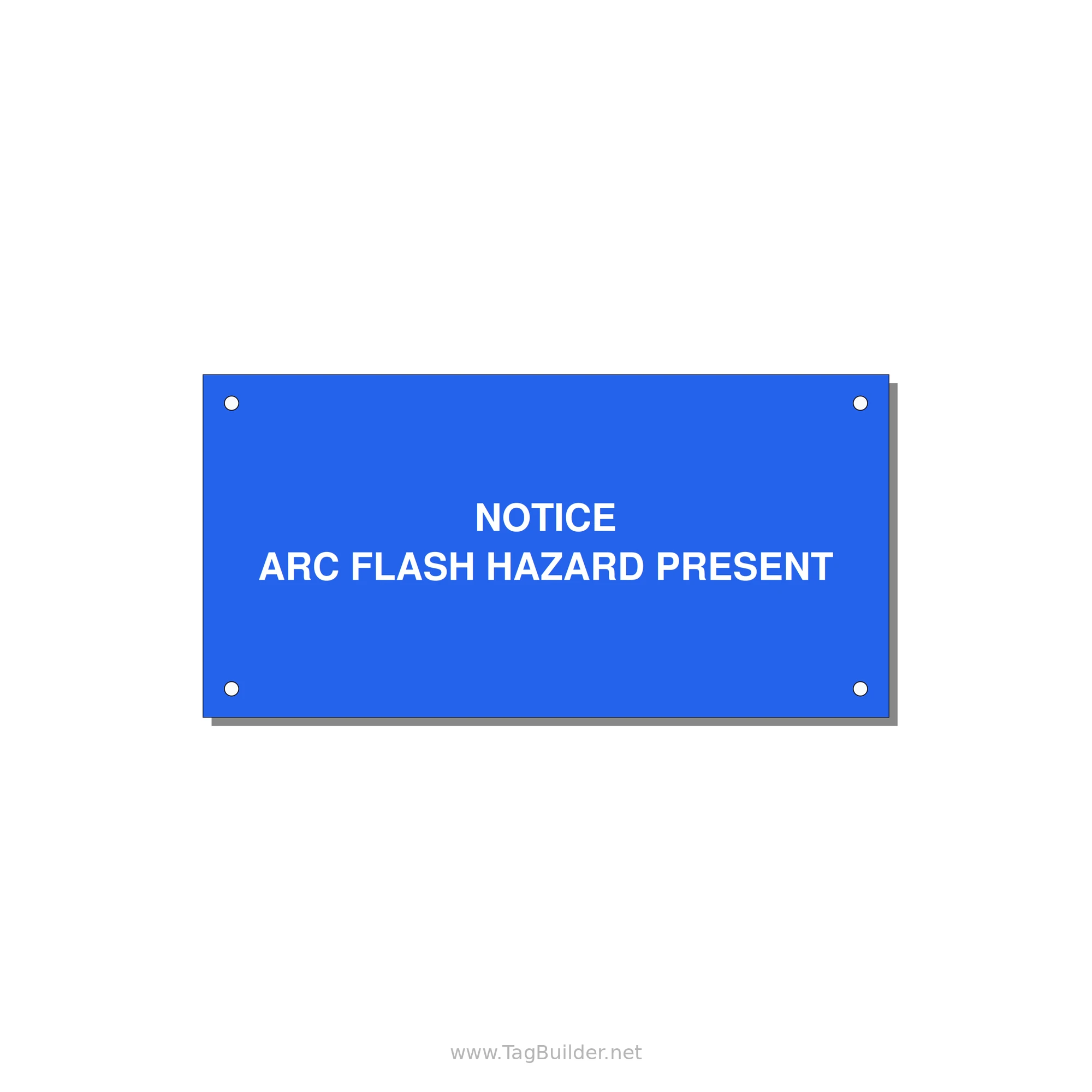 6.0x3.0" Arc Flash Safety Label - NOTICE ARC FLASH HAZARD P — 6x3" White on Blue, Holes