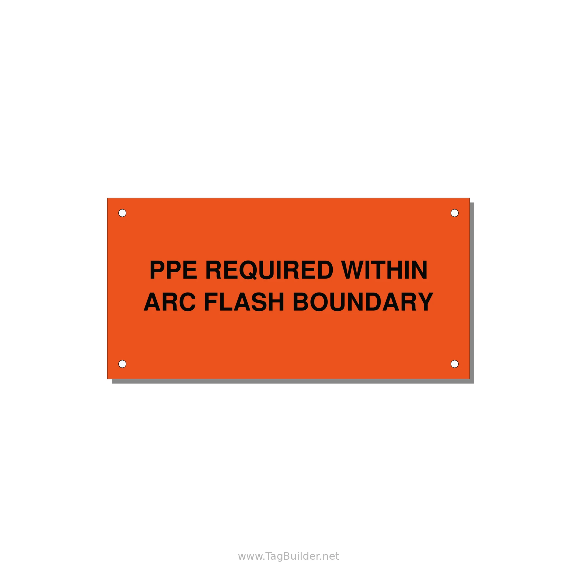 6.0x3.0" Arc Flash Safety Label - PPE REQUI — 6x3" Black on Orange, Holes
