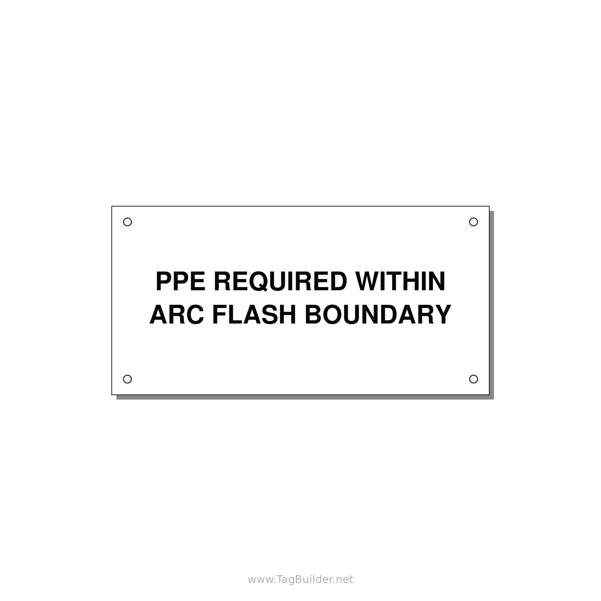 6.0x3.0" Arc Flash Safety Label - PPE REQUI — 6x3" Black on White, Holes