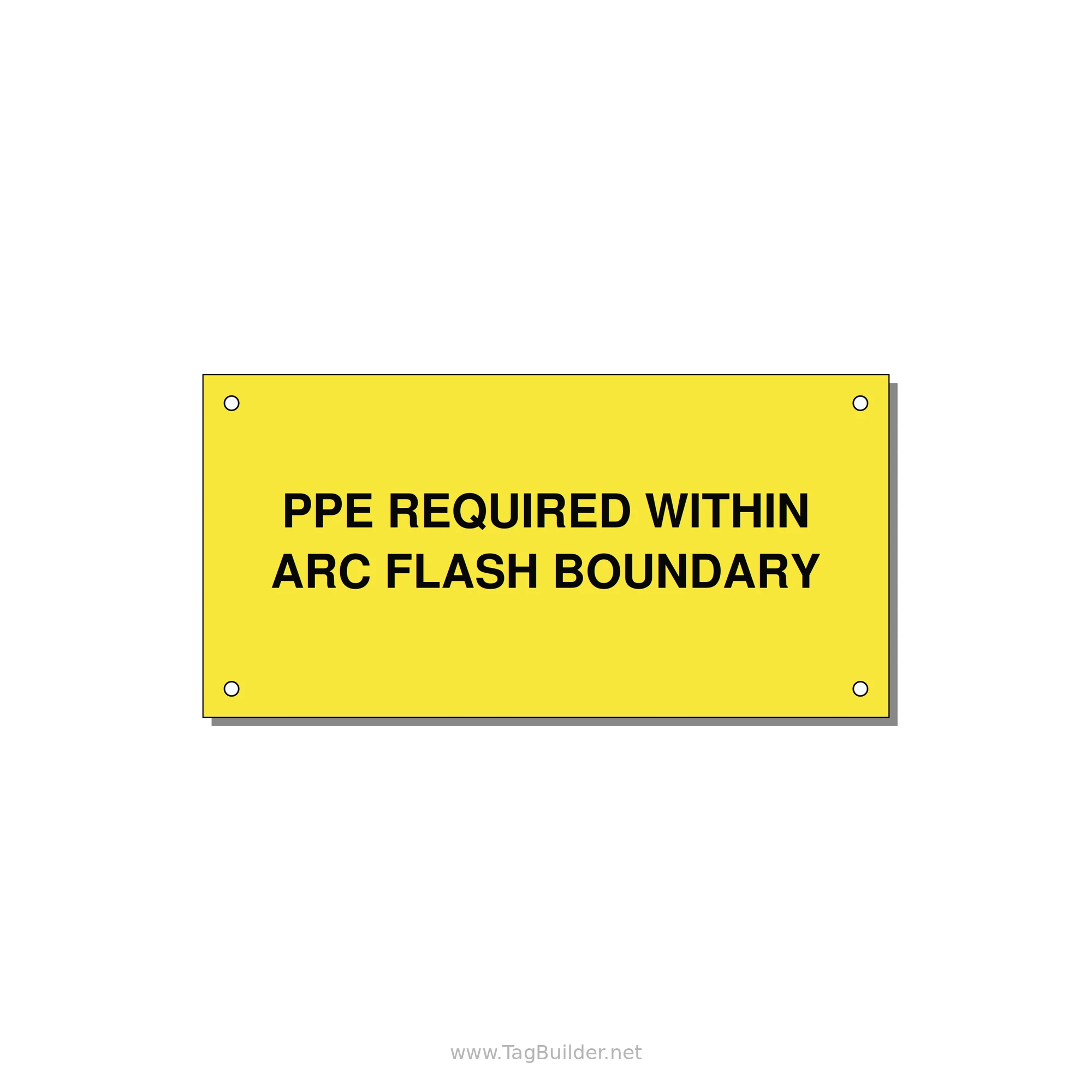 6.0x3.0" Arc Flash Safety Label - PPE REQUI — 6x3" Black on Yellow, Holes