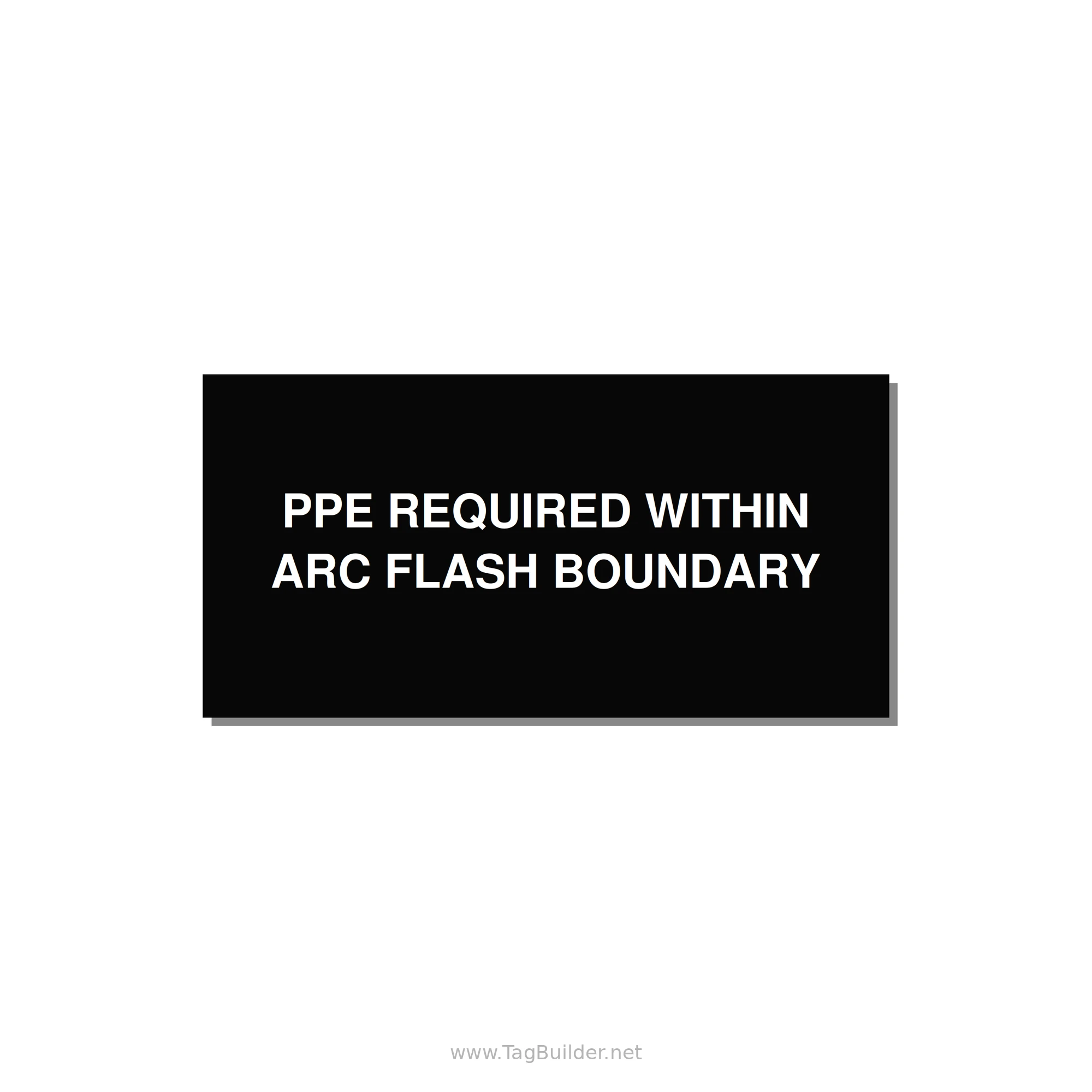 6.0x3.0" Arc Flash Safety Label - PPE REQUI — 6x3" White on Black, Adhesive