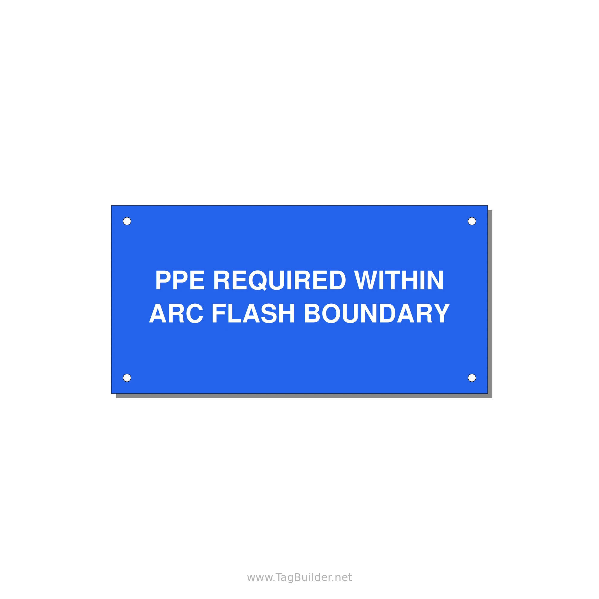 6.0x3.0" Arc Flash Safety Label - PPE REQUI — 6x3" White on Blue, Holes