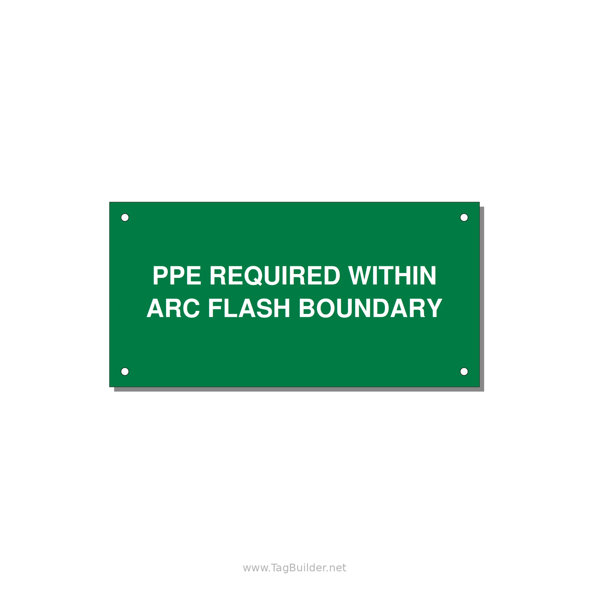 6.0x3.0" Arc Flash Safety Label - PPE REQUI — 6x3" White on Green, Holes