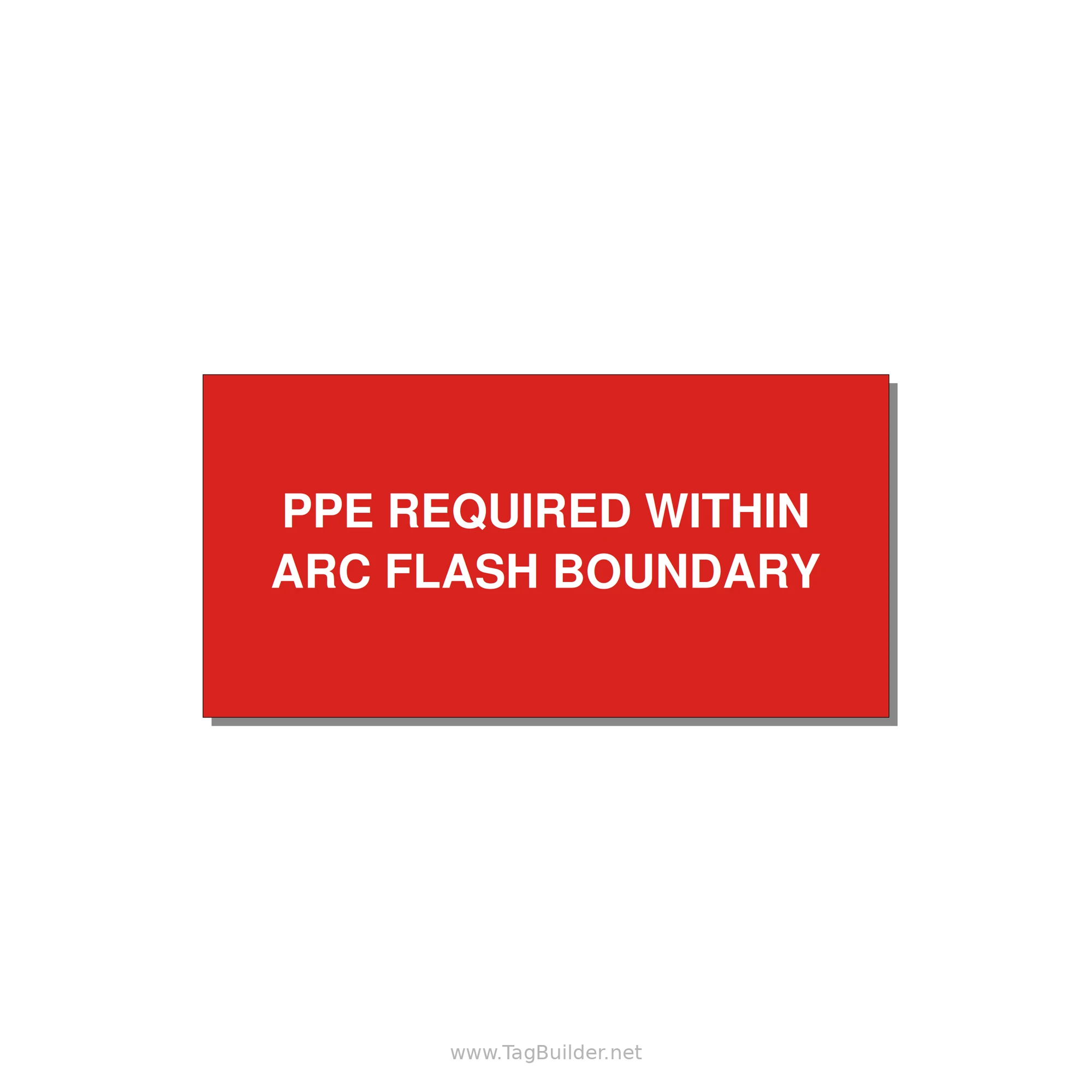 6.0x3.0" Arc Flash Safety Label - PPE REQUI — 6x3" White on Red, Adhesive