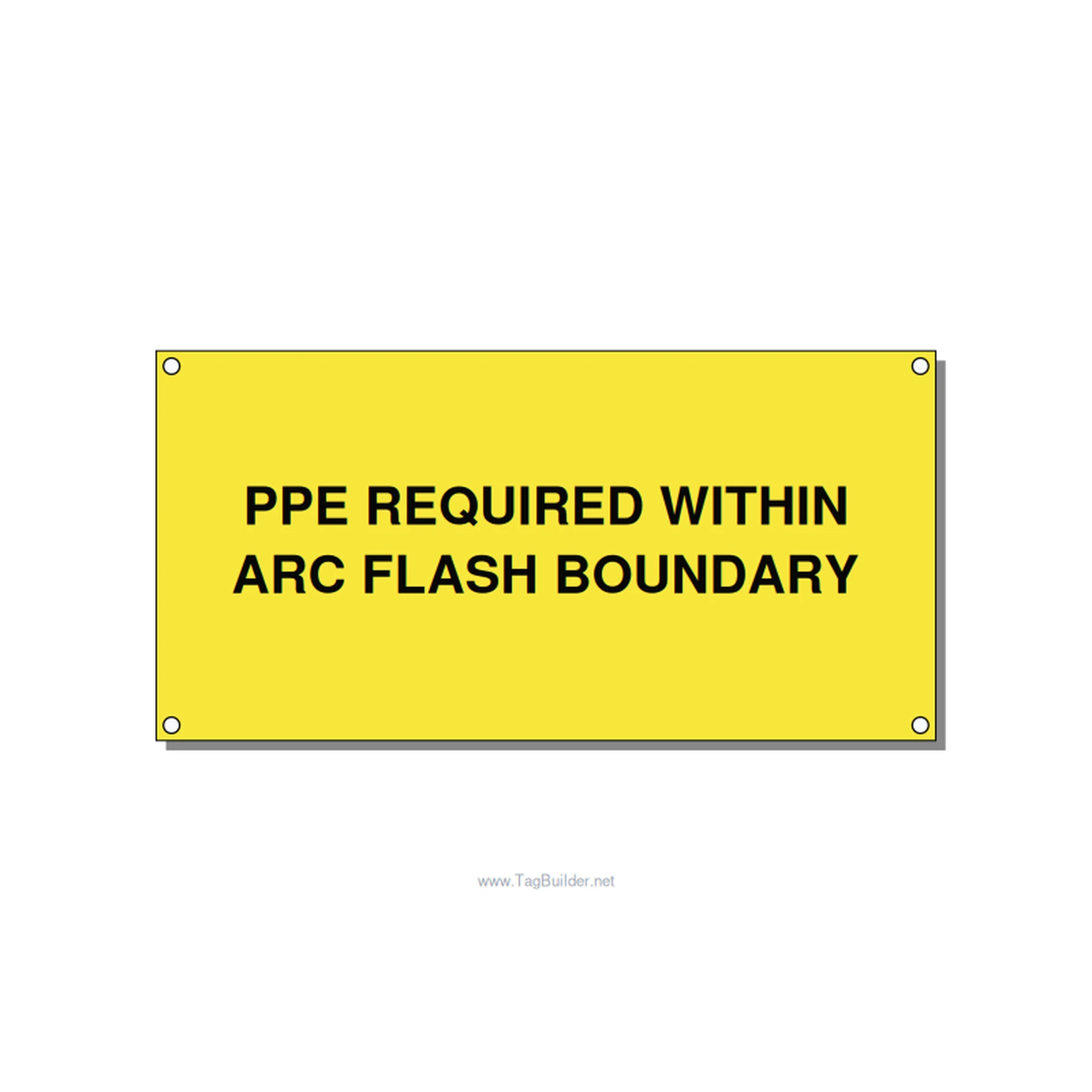 6.0x3.0" Arc Flash Safety Label - PPE REQUIRED WITHIN ARC F, Black/Yellow, Holes
