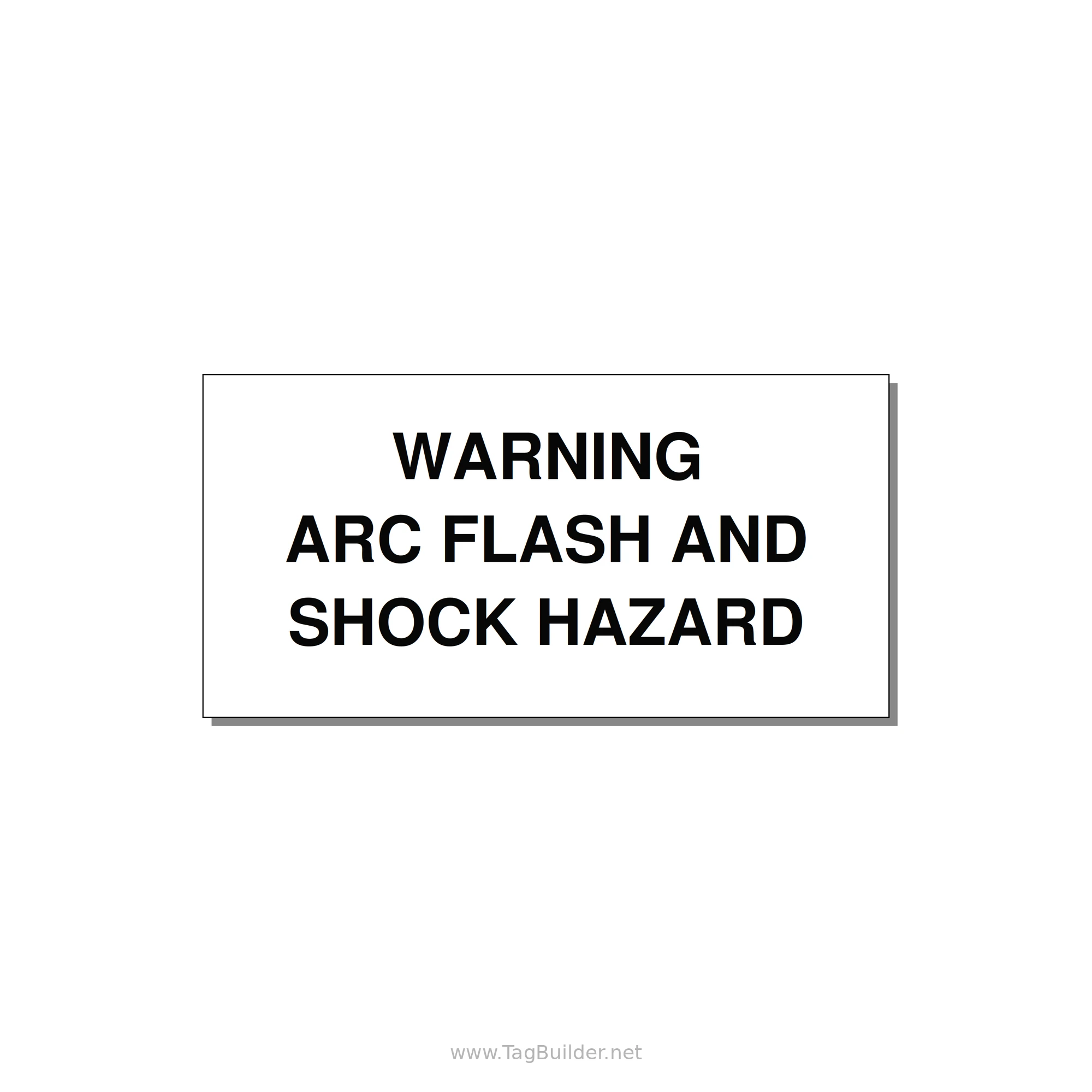 6.0x3.0" Arc Flash Safety Label - WARNING ARC FLASH AND SHO — 6x3" Black on White, Adhesive