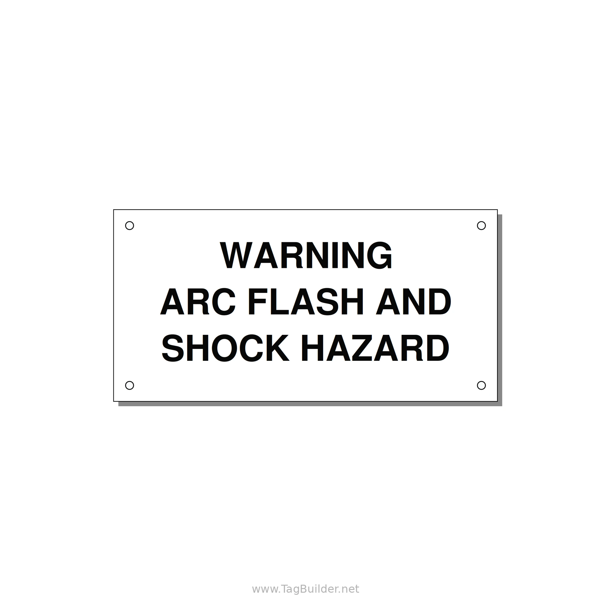 6.0x3.0" Arc Flash Safety Label - WARNING ARC FLASH AND SHO — 6x3" Black on White, Holes