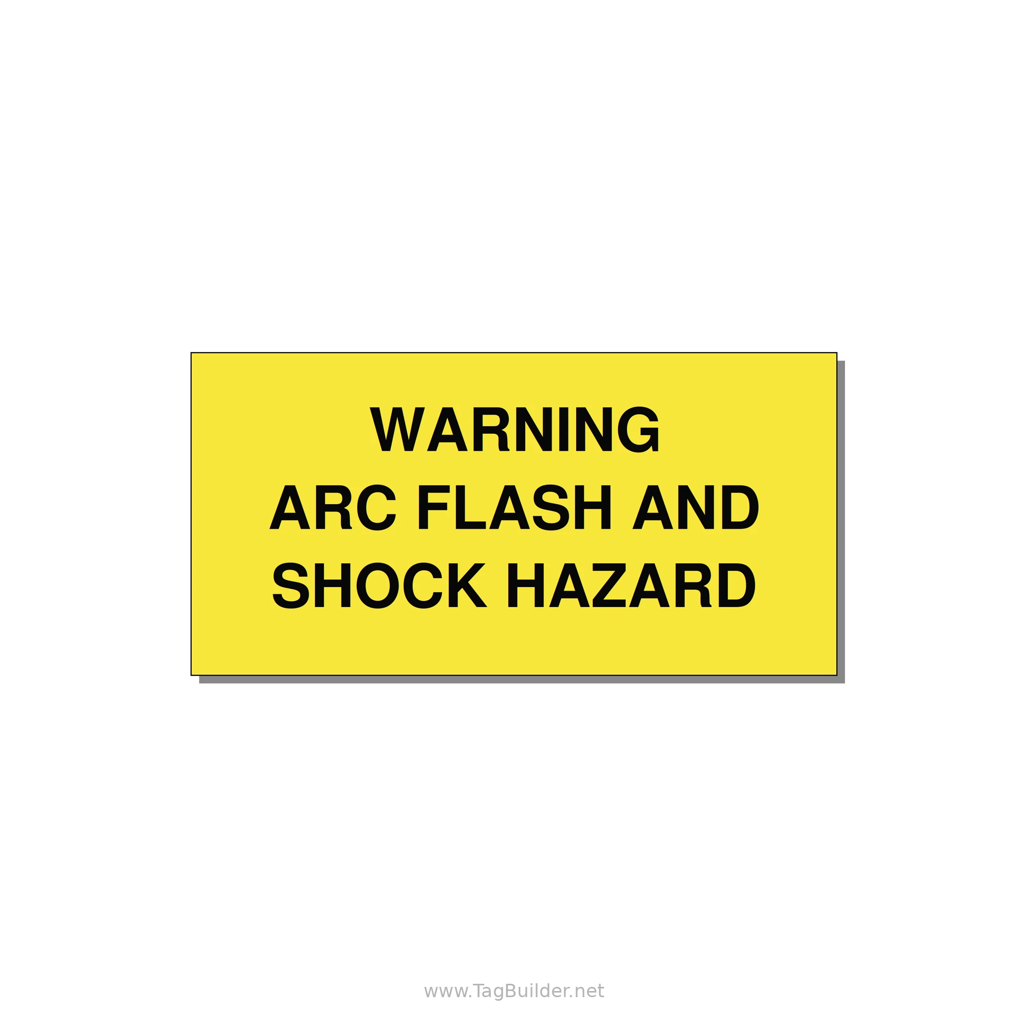 6.0x3.0" Arc Flash Safety Label - WARNING ARC FLASH AND SHO — 6x3" Black on Yellow, Adhesive