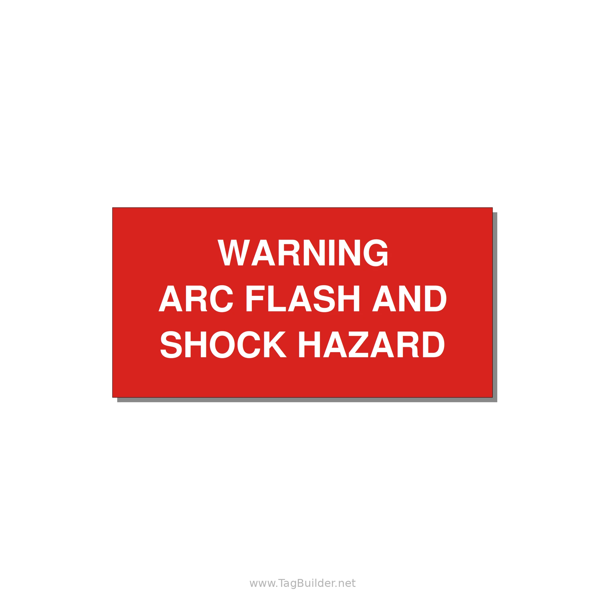 6.0x3.0" Arc Flash Safety Label - WARNING ARC FLASH AND SHO — 6x3" White on Red, Adhesive