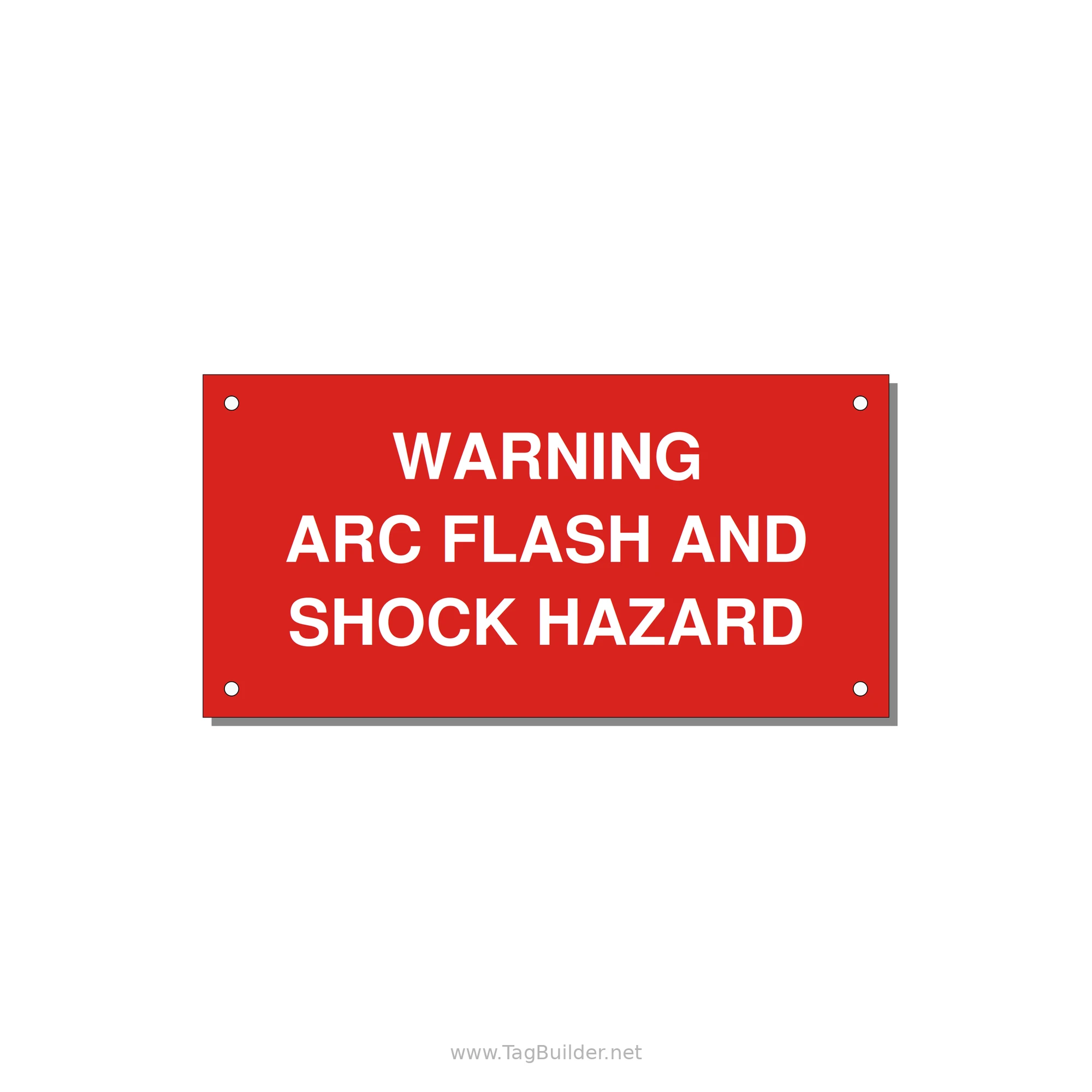 6.0x3.0" Arc Flash Safety Label - WARNING ARC FLASH AND SHO — 6x3" White on Red, Holes