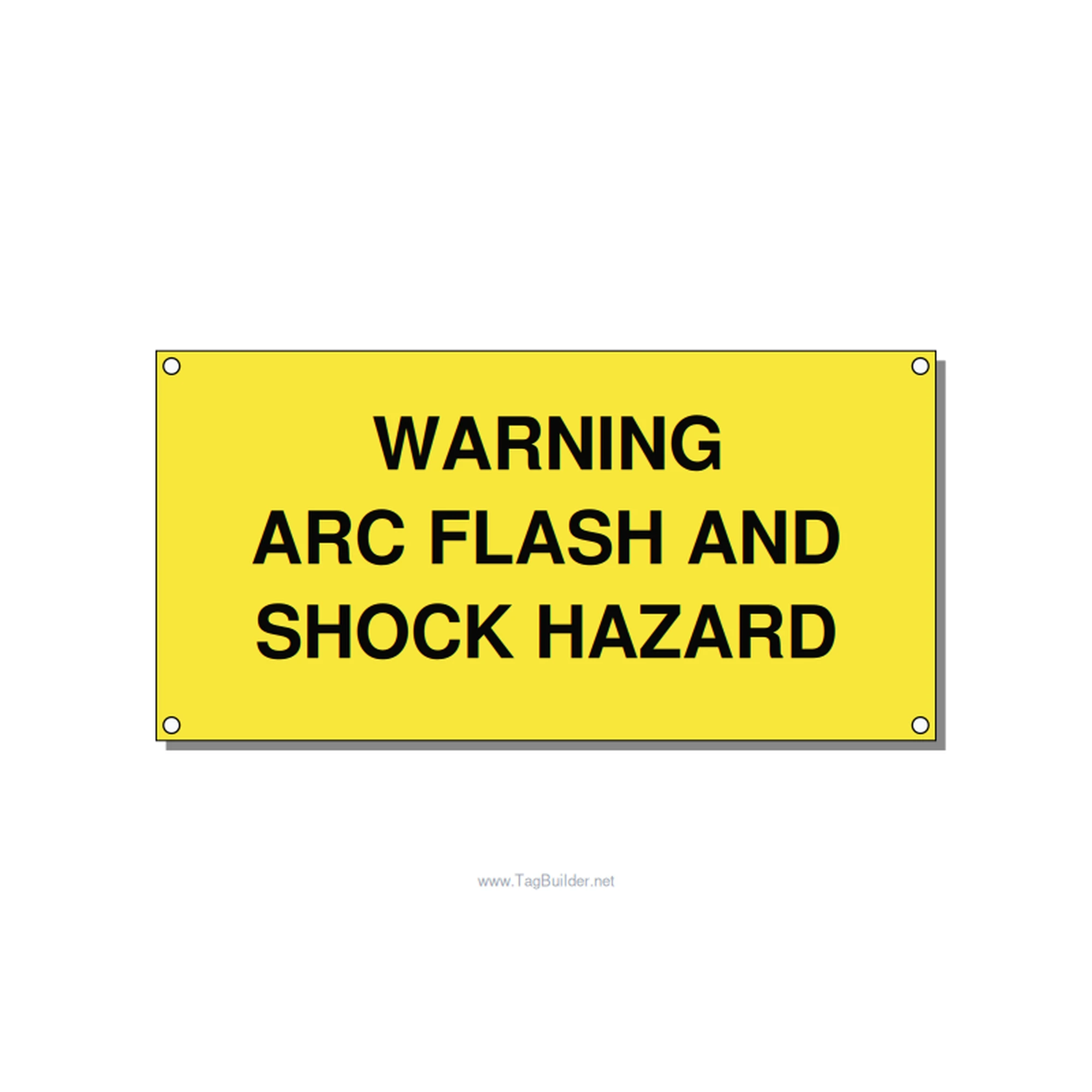 6.0x3.0" Arc Flash Safety Label - WARNING ARC FLASH AND SHO, Black/Yellow, Holes