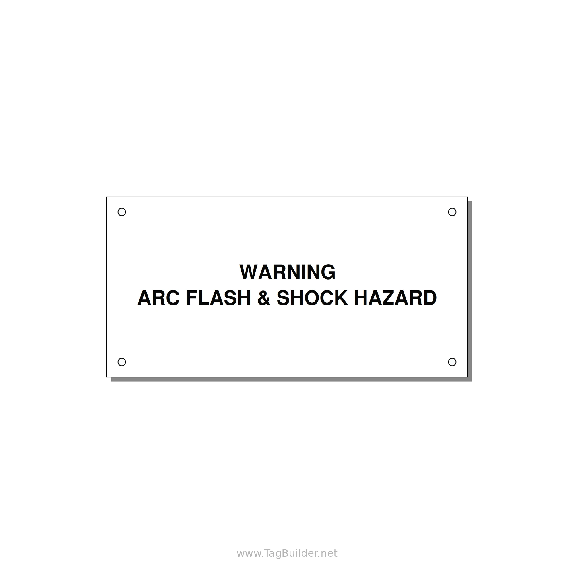 6.0x3.0" Arc Flash Safety Label - WARNING ARC FLASH & SHOCK — 6x3" Black on White, Holes
