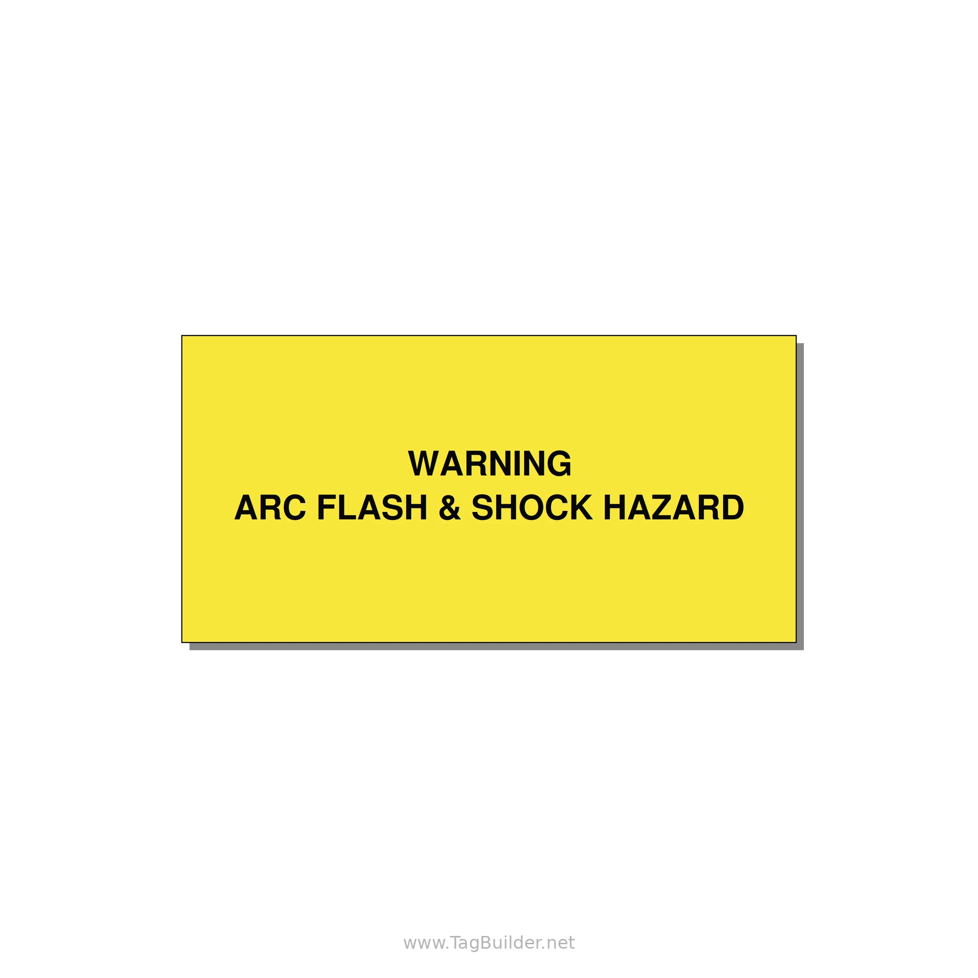 6.0x3.0" Arc Flash Safety Label - WARNING ARC FLASH & SHOCK — 6x3" Black on Yellow, Adhesive