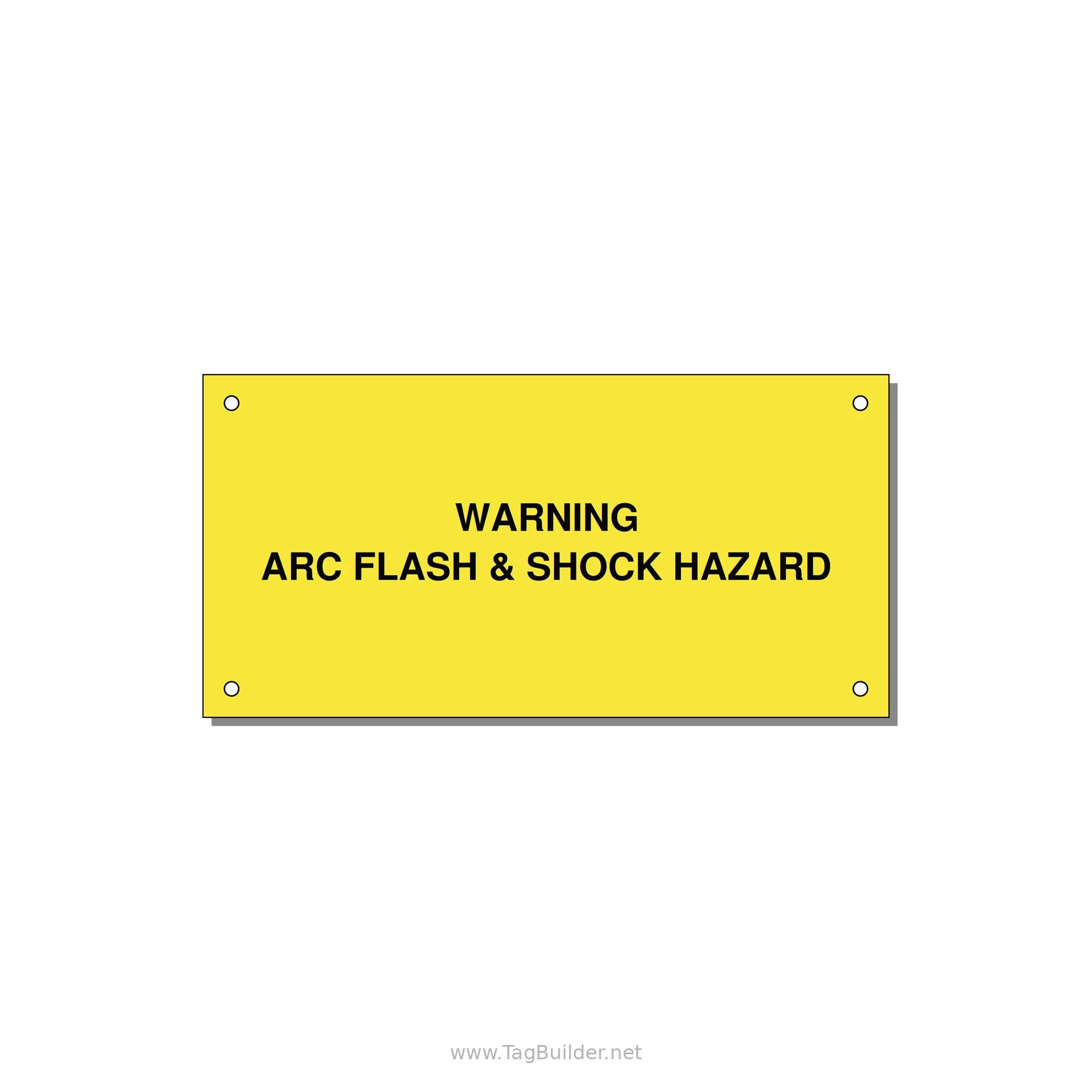 6.0x3.0" Arc Flash Safety Label - WARNING ARC FLASH & SHOCK — 6x3" Black on Yellow, Holes