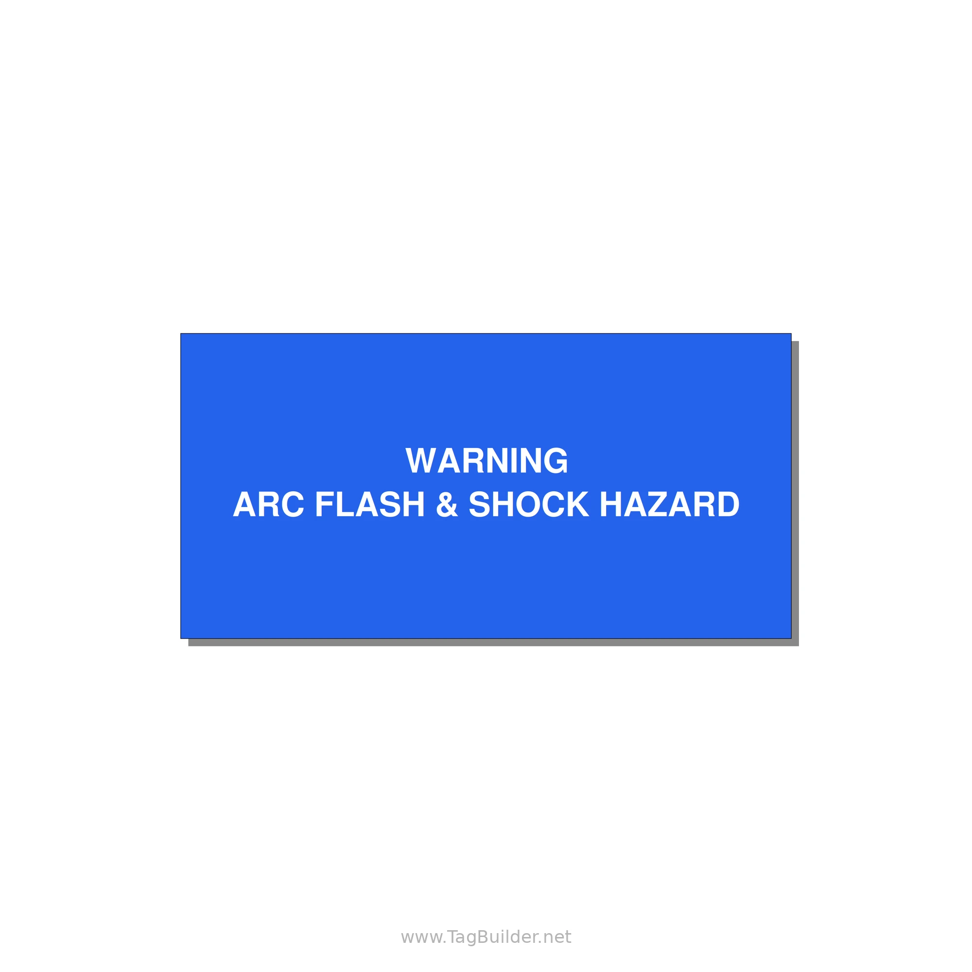 6.0x3.0" Arc Flash Safety Label - WARNING ARC FLASH & SHOCK — 6x3" White on Blue, Adhesive
