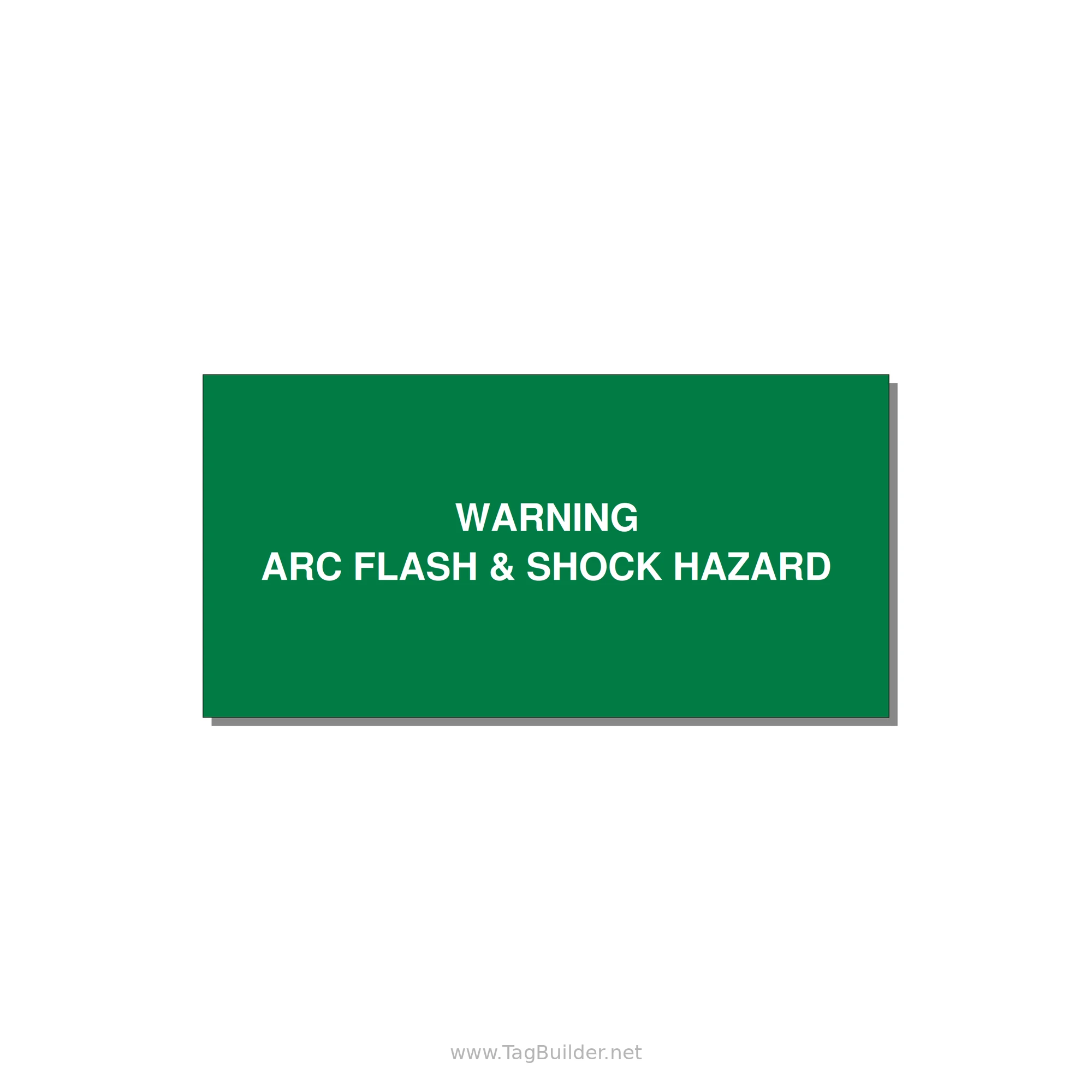 6.0x3.0" Arc Flash Safety Label - WARNING ARC FLASH & SHOCK — 6x3" White on Green, Adhesive