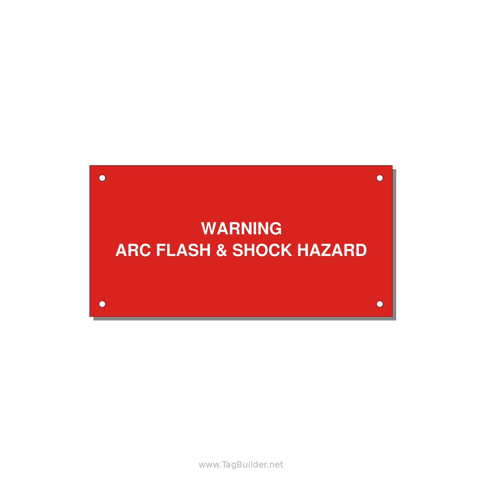 6.0x3.0" Arc Flash Safety Label - WARNING ARC FLASH & SHOCK — 6x3" White on Red, Holes